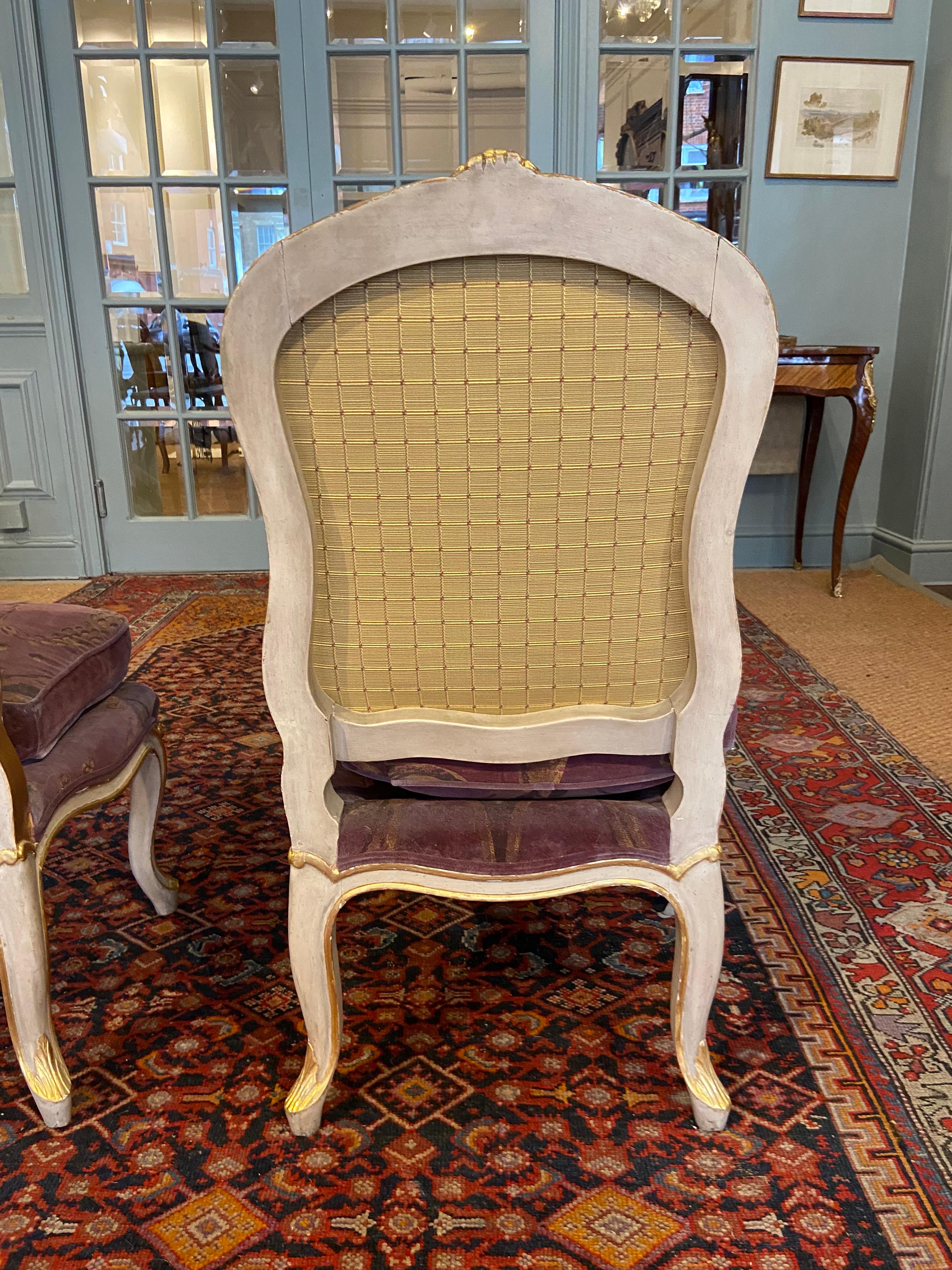 A Pair of Louis XV Painted and Gilded Salon Chairs 'Mid 18th Century' 1