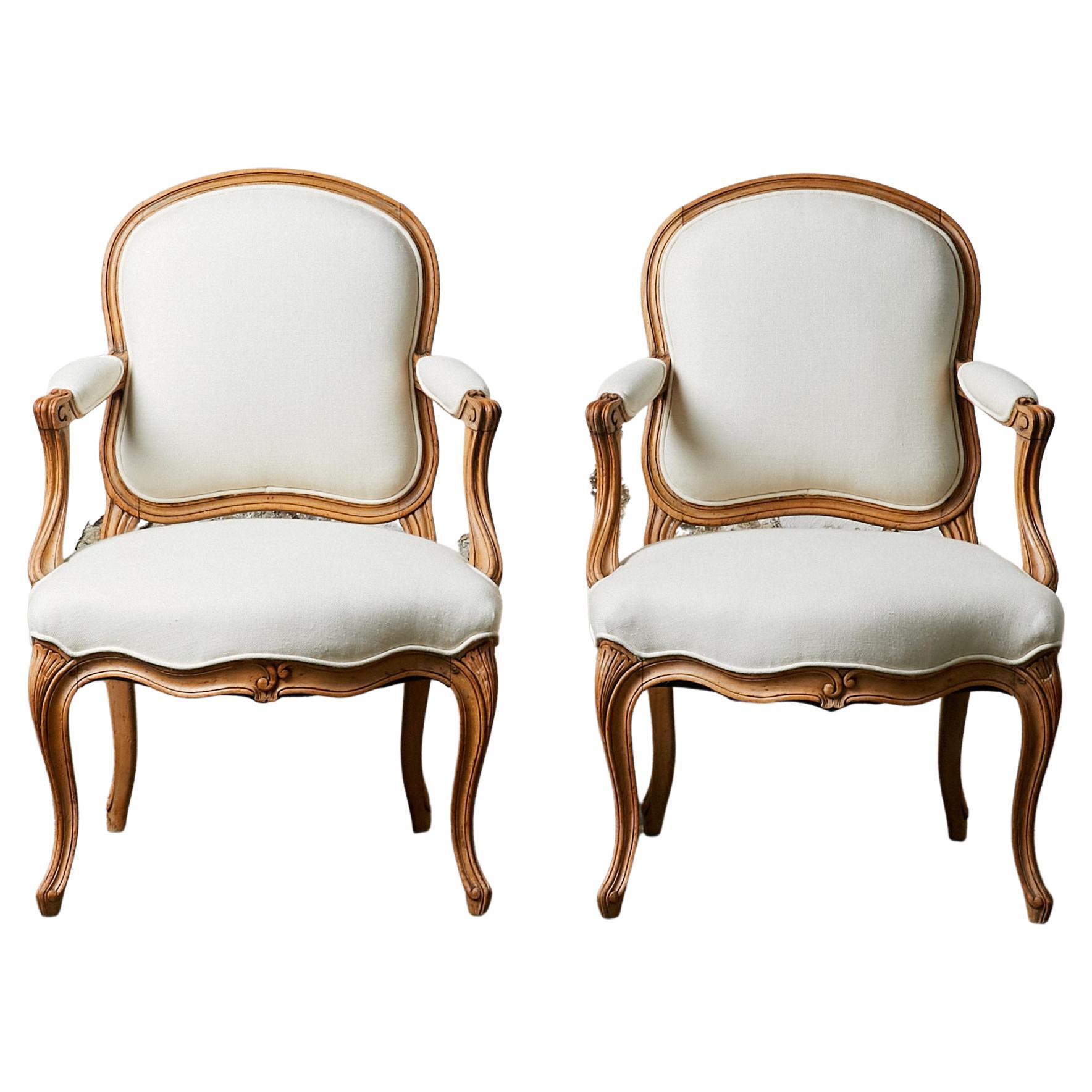 Pair of Louis XV Style Arm Chairs