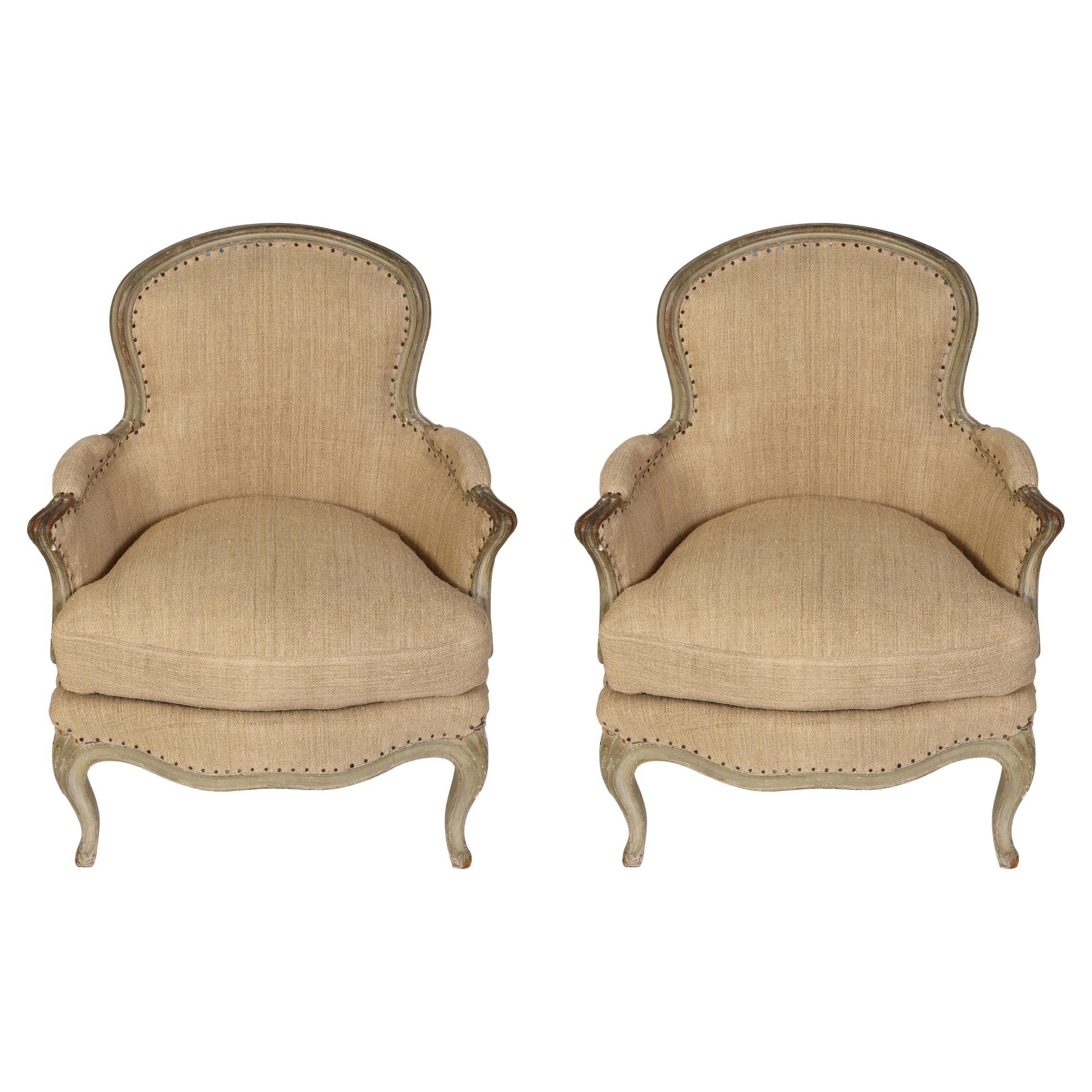 A Pair of Louis XV Style Bergères  For Sale
