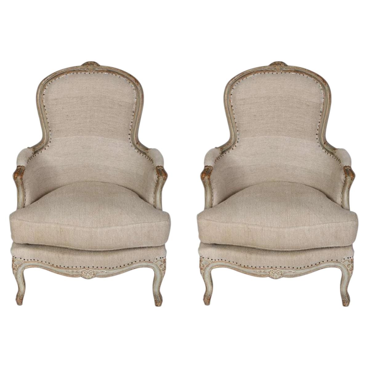 Paire de bergères de style Louis XV en vente
