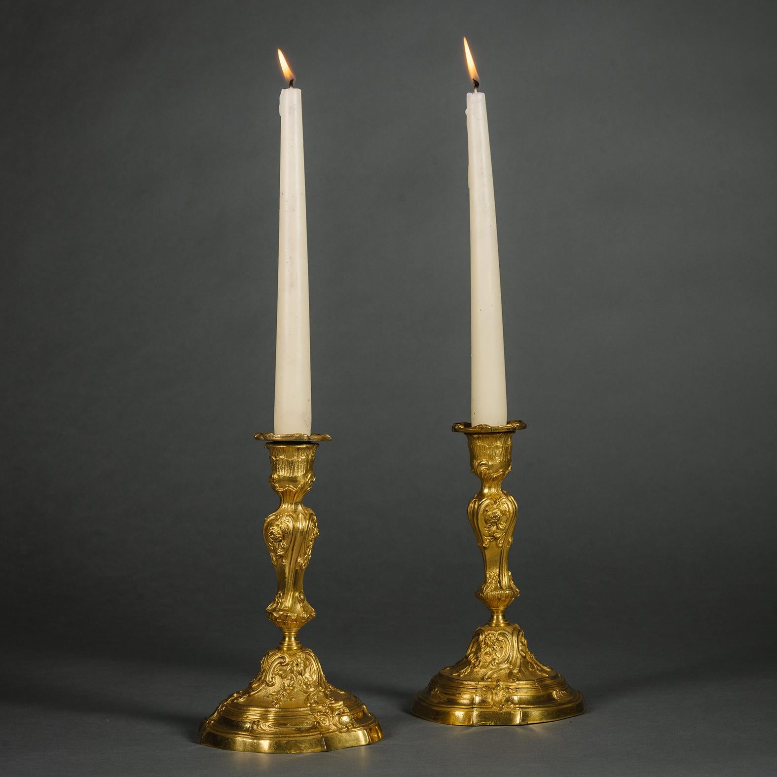 Rococo A Pair of Louis XV Style Candlesticks For Sale