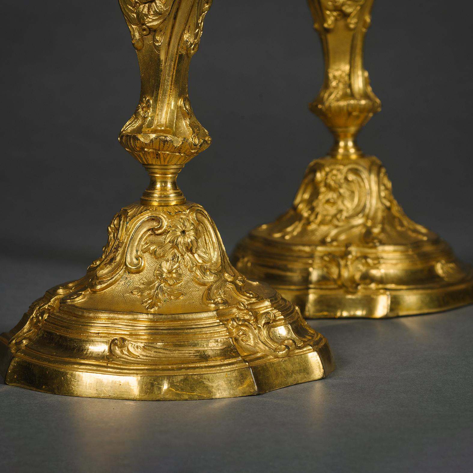 French A Pair of Louis XV Style Candlesticks For Sale