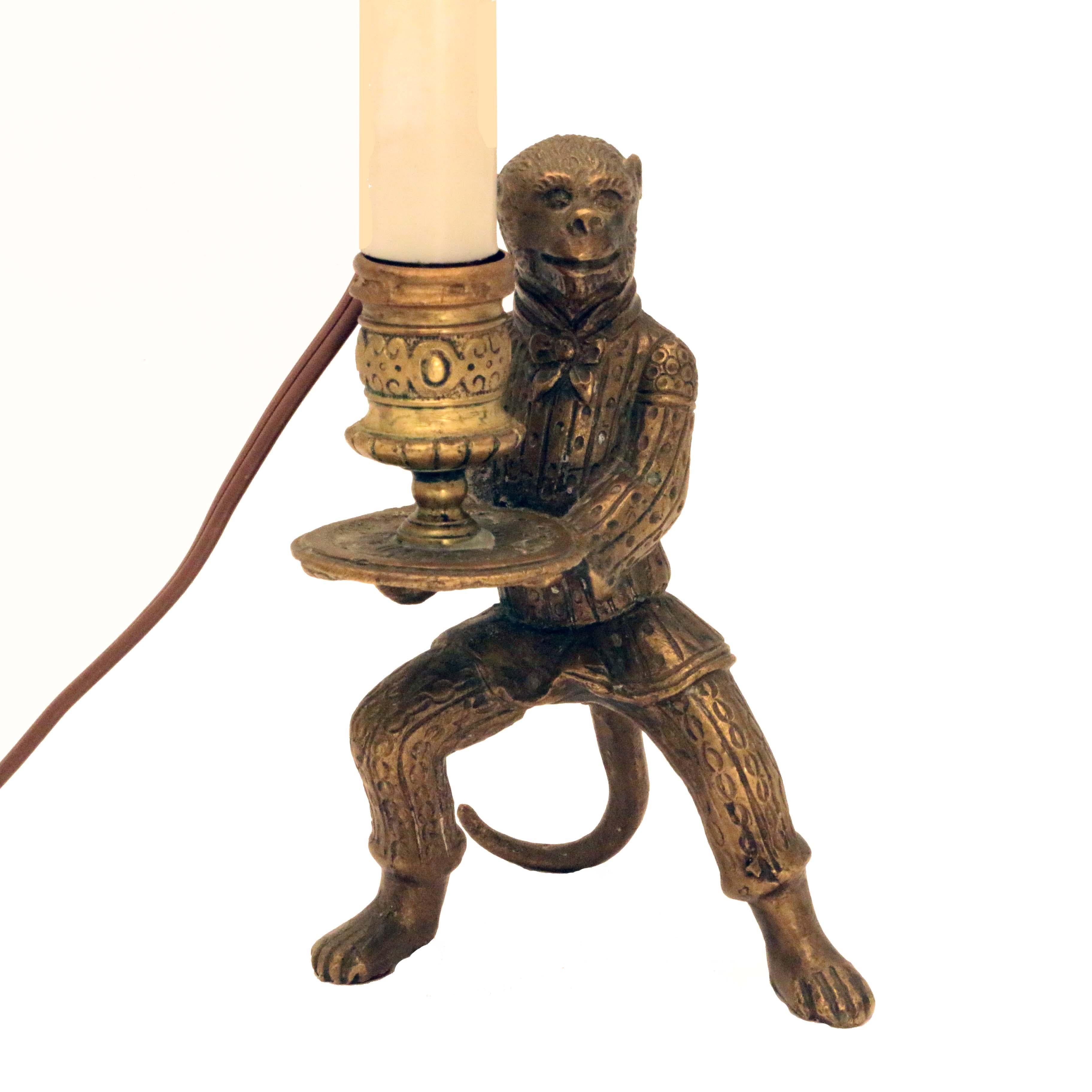 Pair of Louis XV Style Candlesticks, Modelled as Servant Monkeys For Sale  at 1stDibs