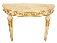 Pair of Louis XV Style Console Tables with Faux Marble Tops