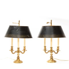 Pair of Louis XV Style Gilt-Bronze Bouillotte Desk Lamps