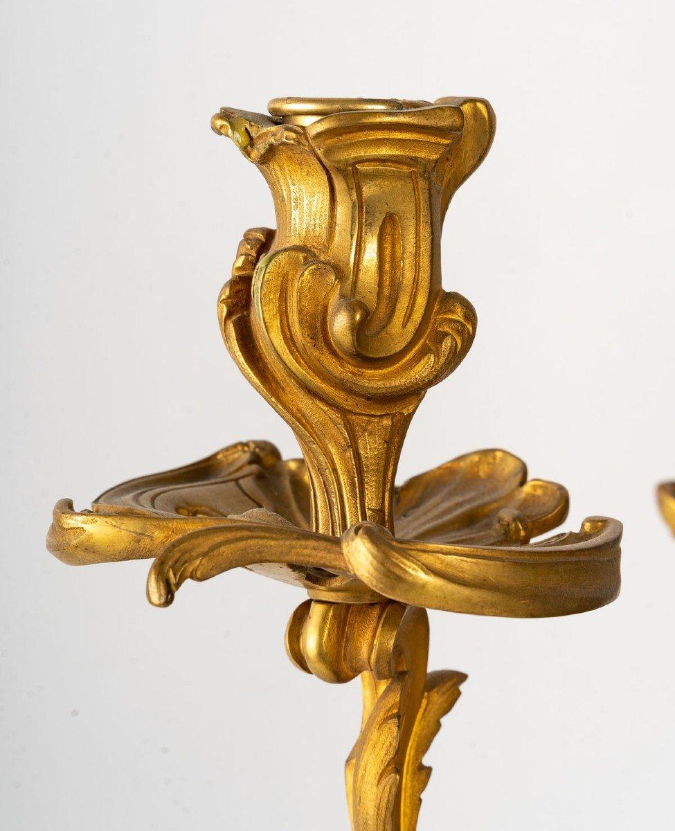 Pair of Louis XV Style Gilt Bronze Candelabras 1