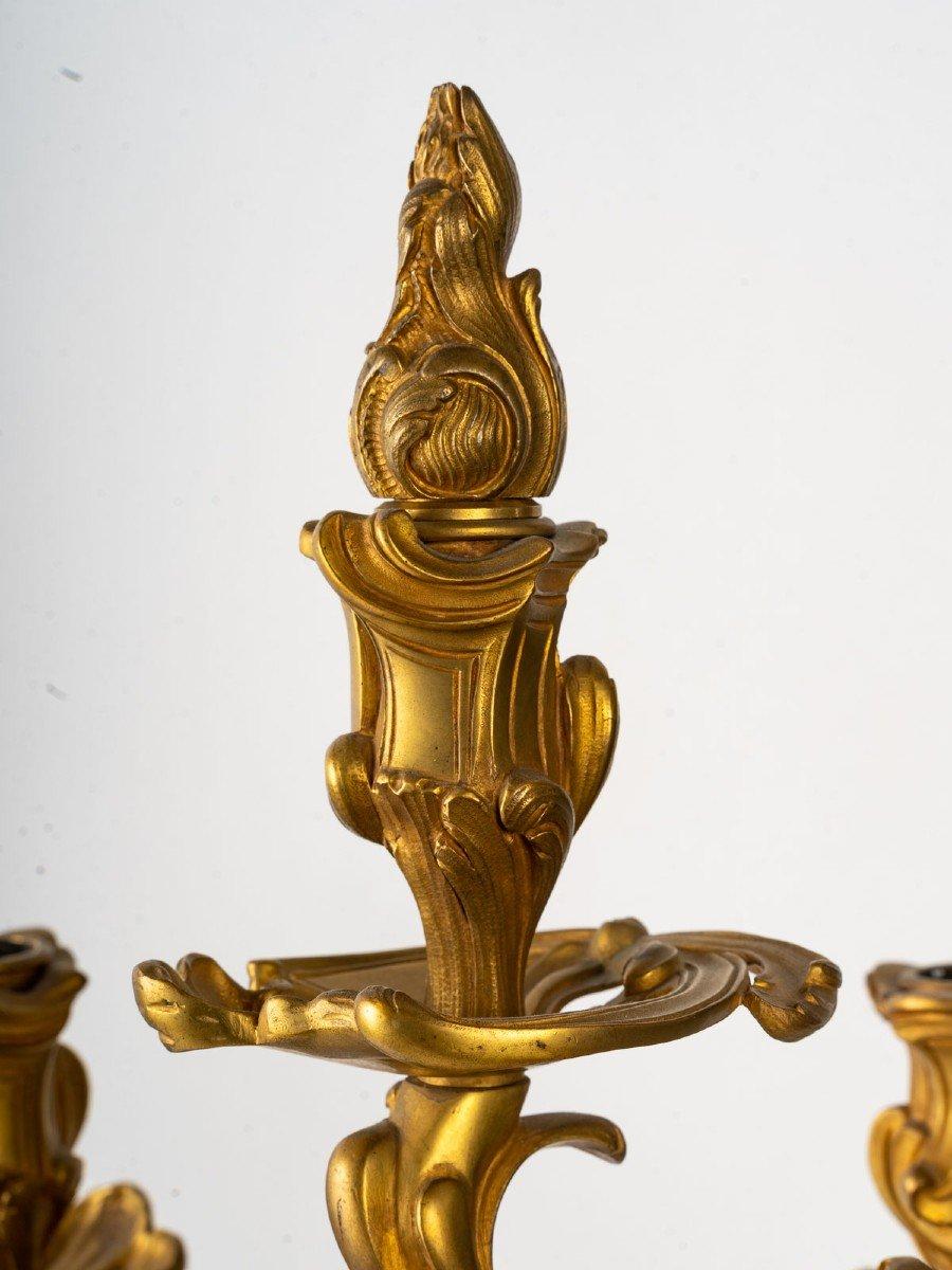 Pair of Louis XV Style Gilt Bronze Candelabras 2