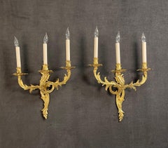 Pair of Louis XV Style Gilt-Bronze Wall Sconces