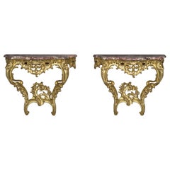 Pair of Louis XV Style Giltwood Console d'Appliques, circa 1910