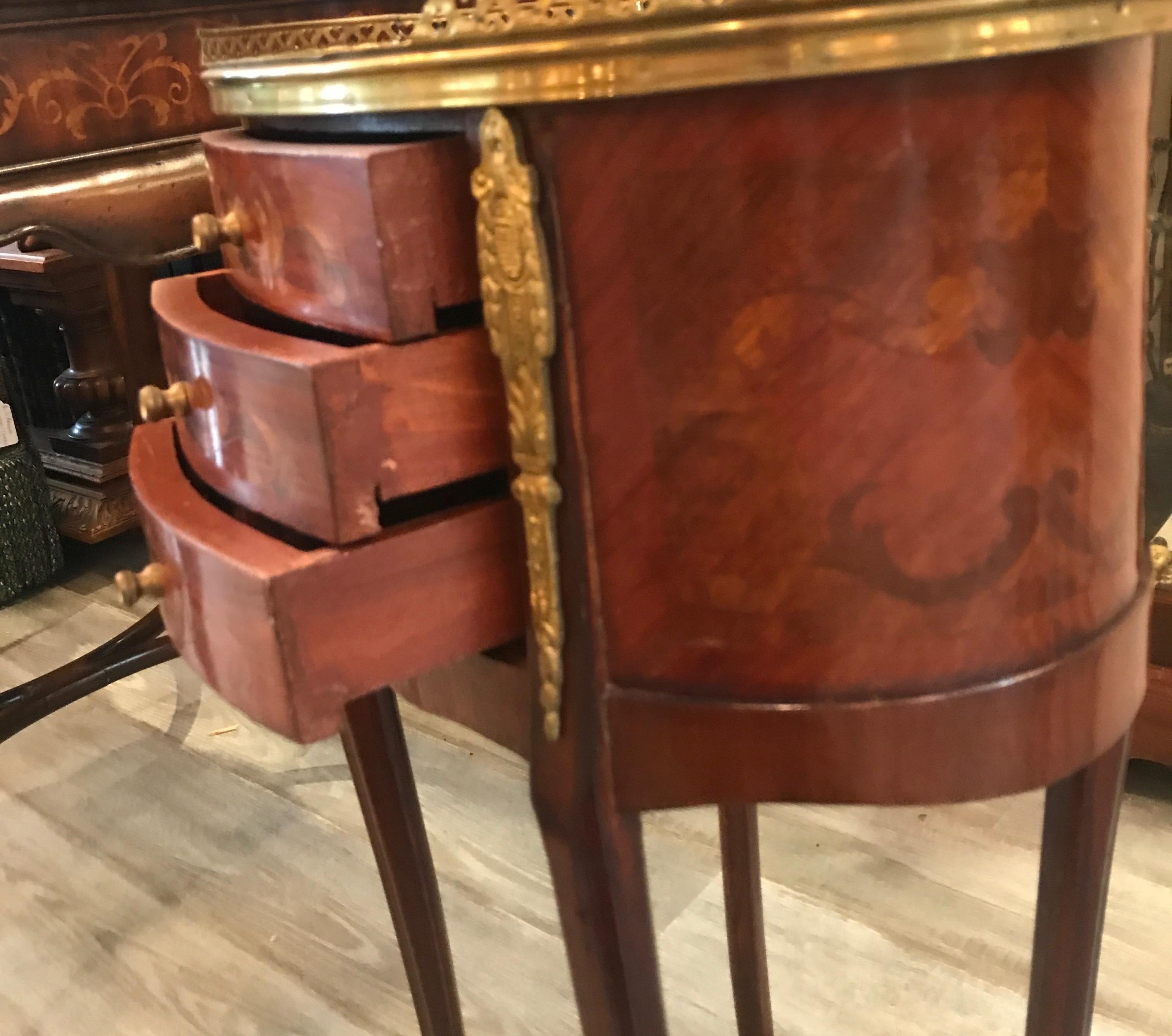Pair of Louis XV Style Oval Tables with Drawers 2
