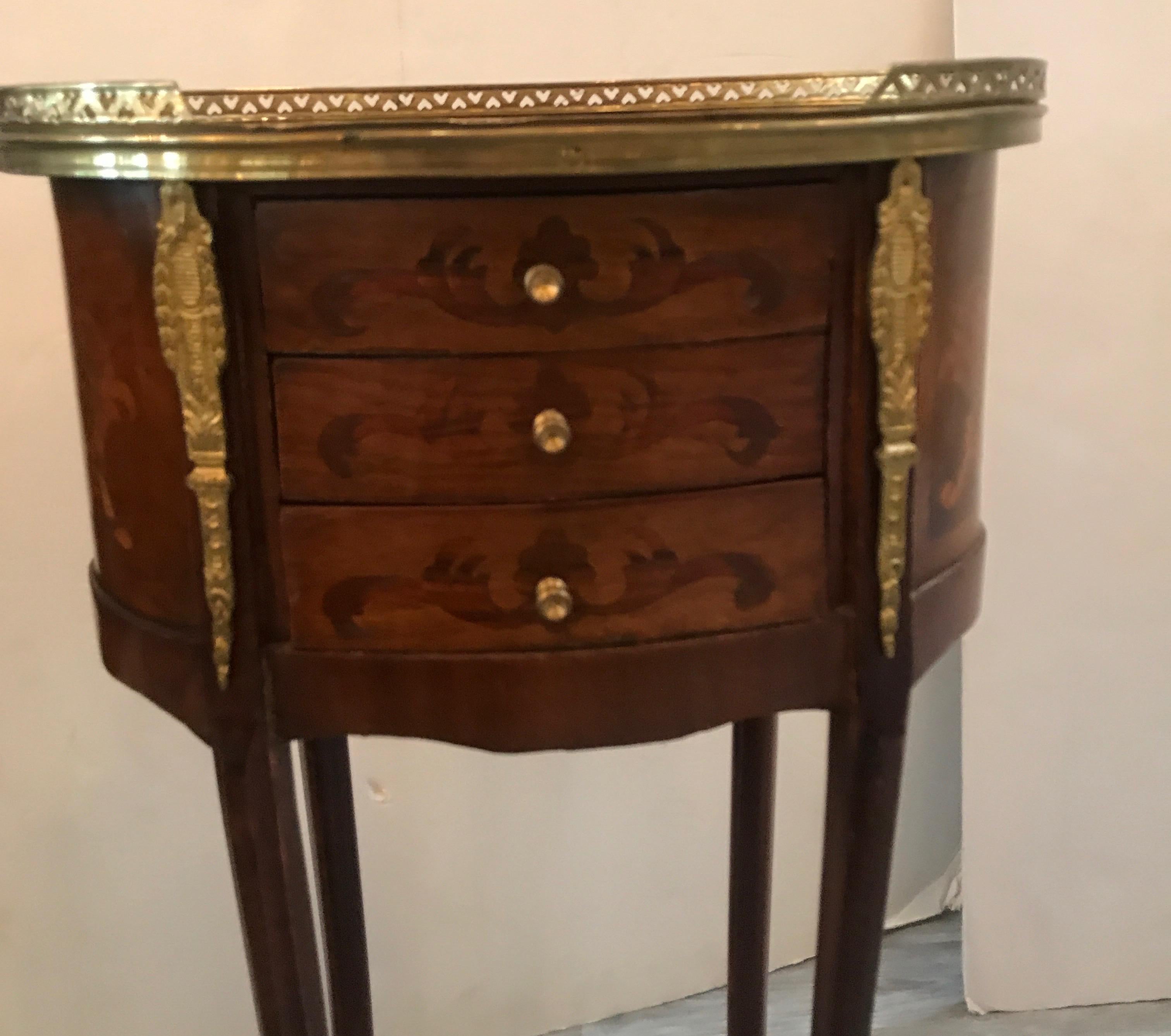 Pair of Louis XV Style Oval Tables with Drawers 3