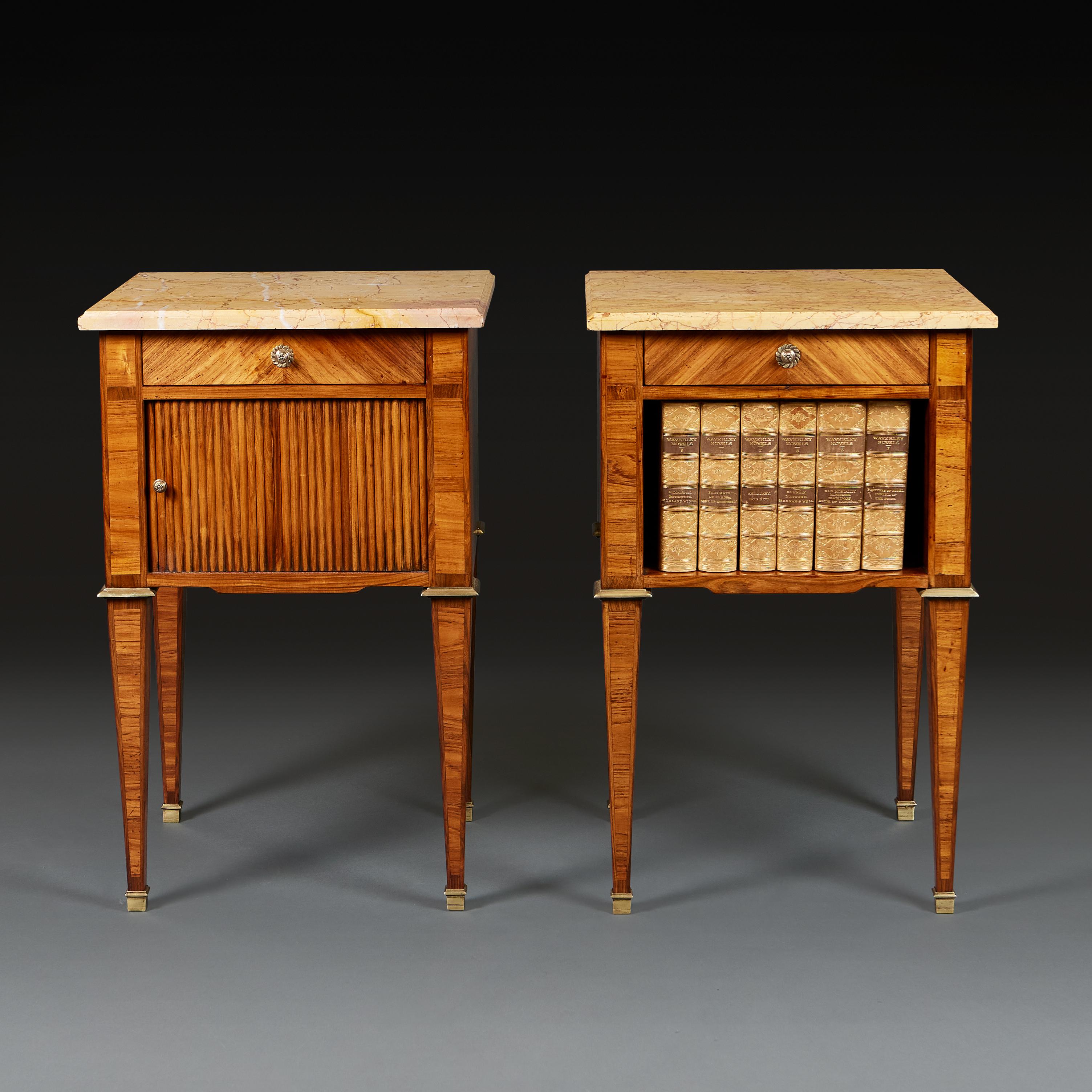 French Pair of Louis XVI Kingwood Bedside Cabinets For Sale