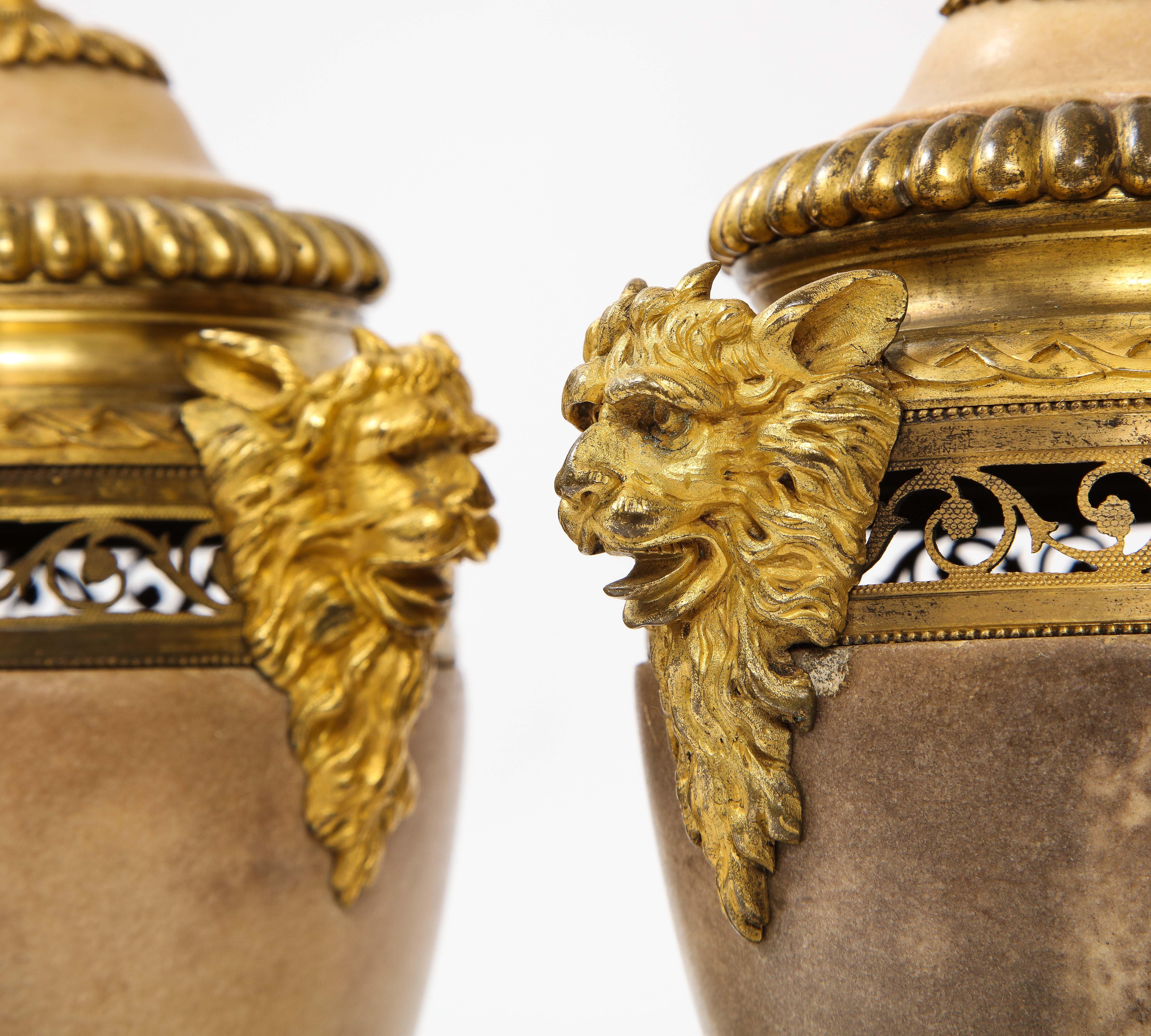 Pair of Louis XVI North European Neoclassical Ormolu and Marble Potpourris For Sale 3