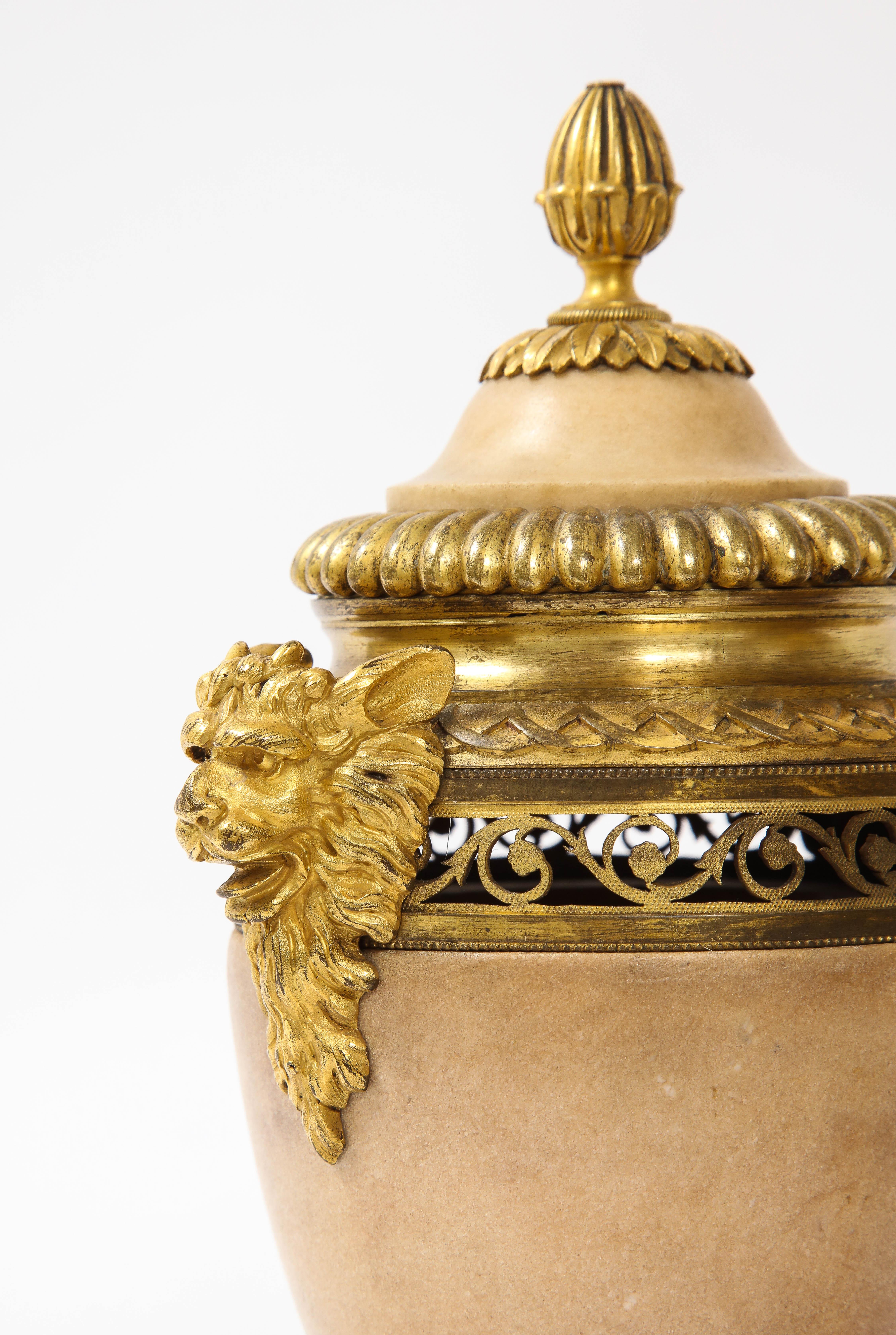 Pair of Louis XVI North European Neoclassical Ormolu and Marble Potpourris For Sale 6