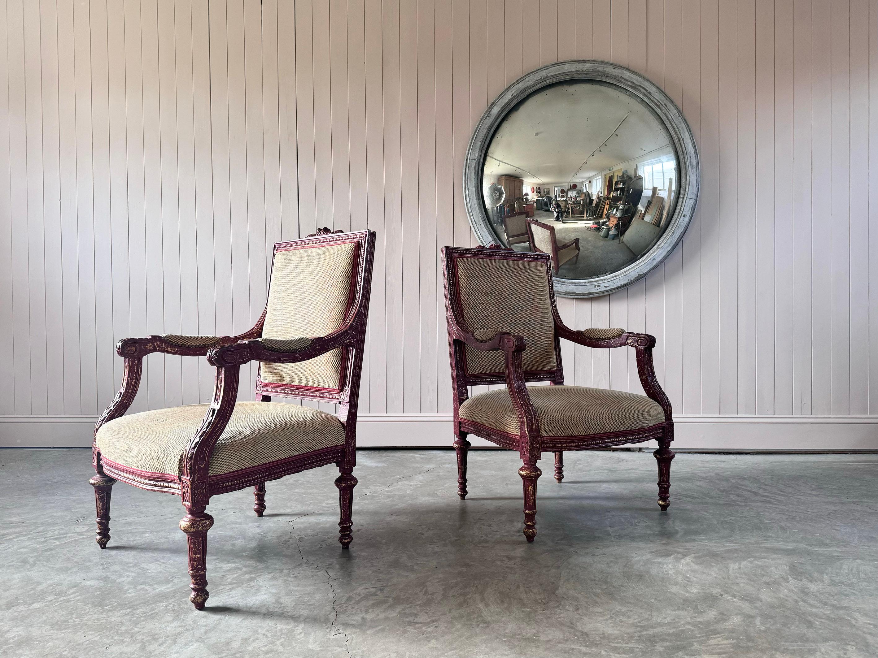 A Pair of Louis XVI Style Armchairs For Sale 4