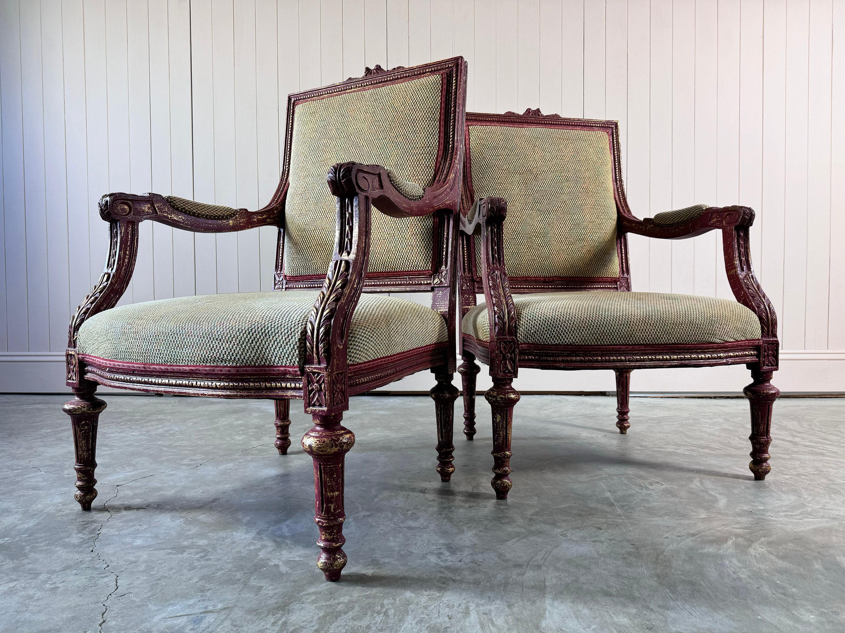 A Pair of Louis XVI Style Armchairs In Good Condition For Sale In Cirencester, GB