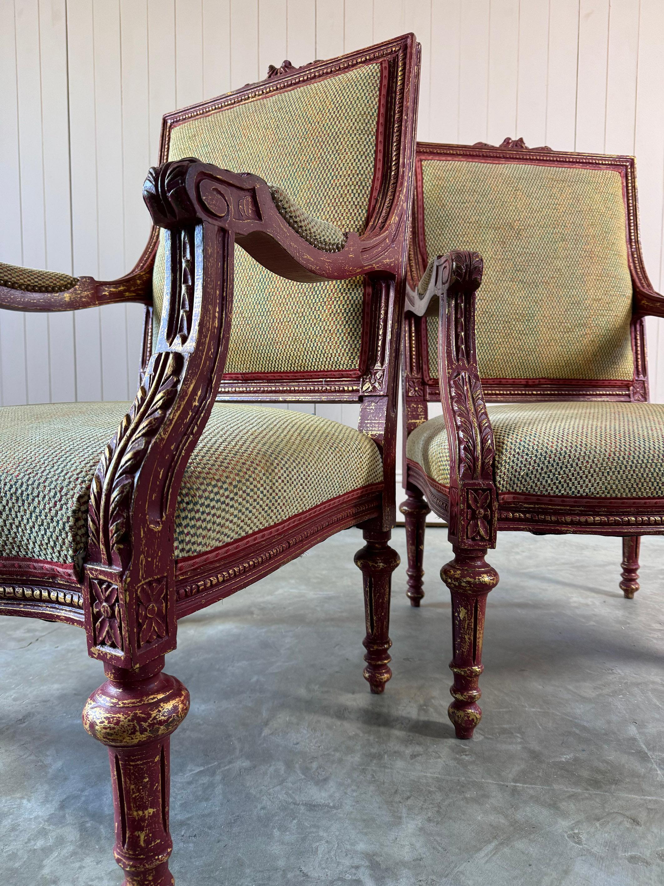 20th Century A Pair of Louis XVI Style Armchairs For Sale