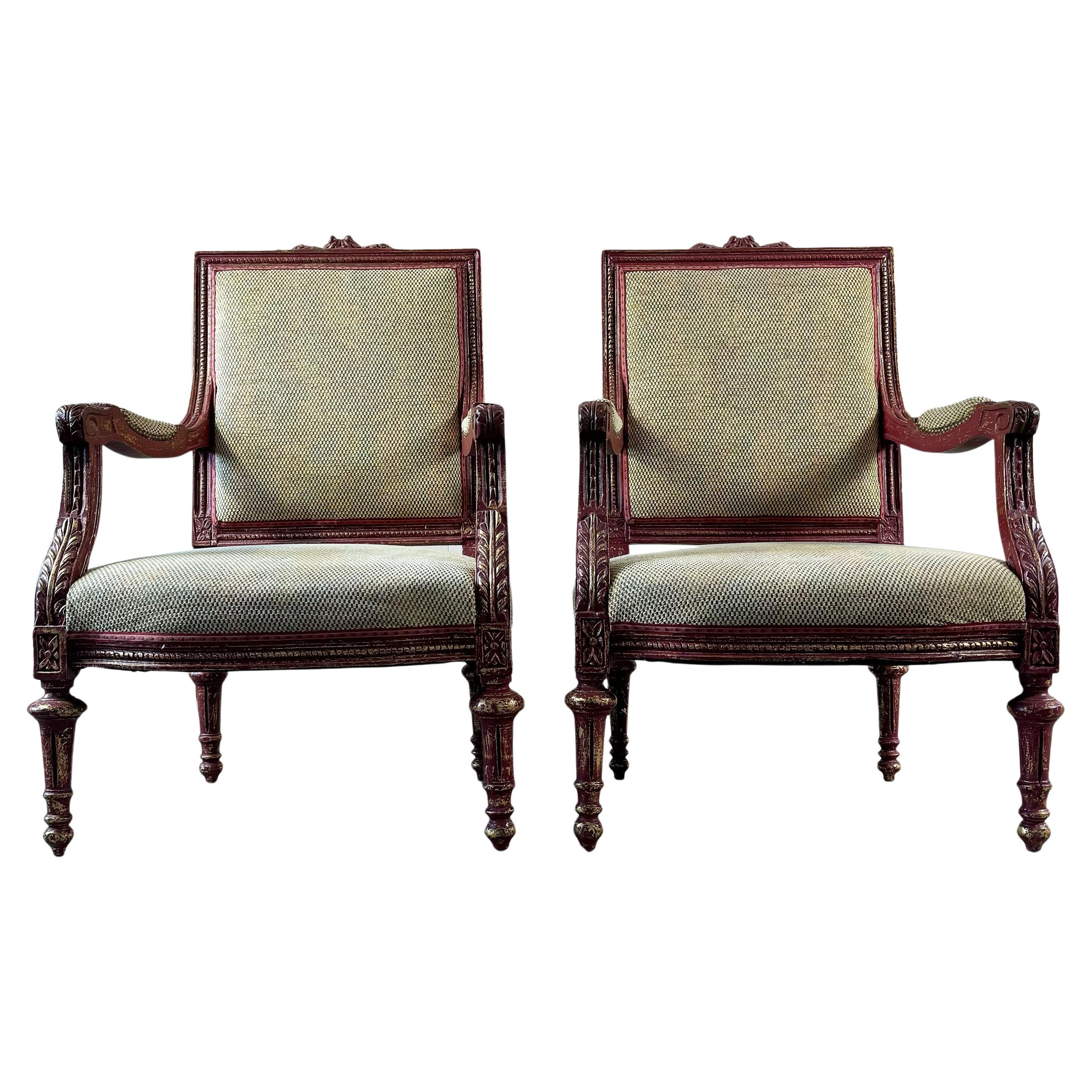 A Pair of Louis XVI Style Armchairs