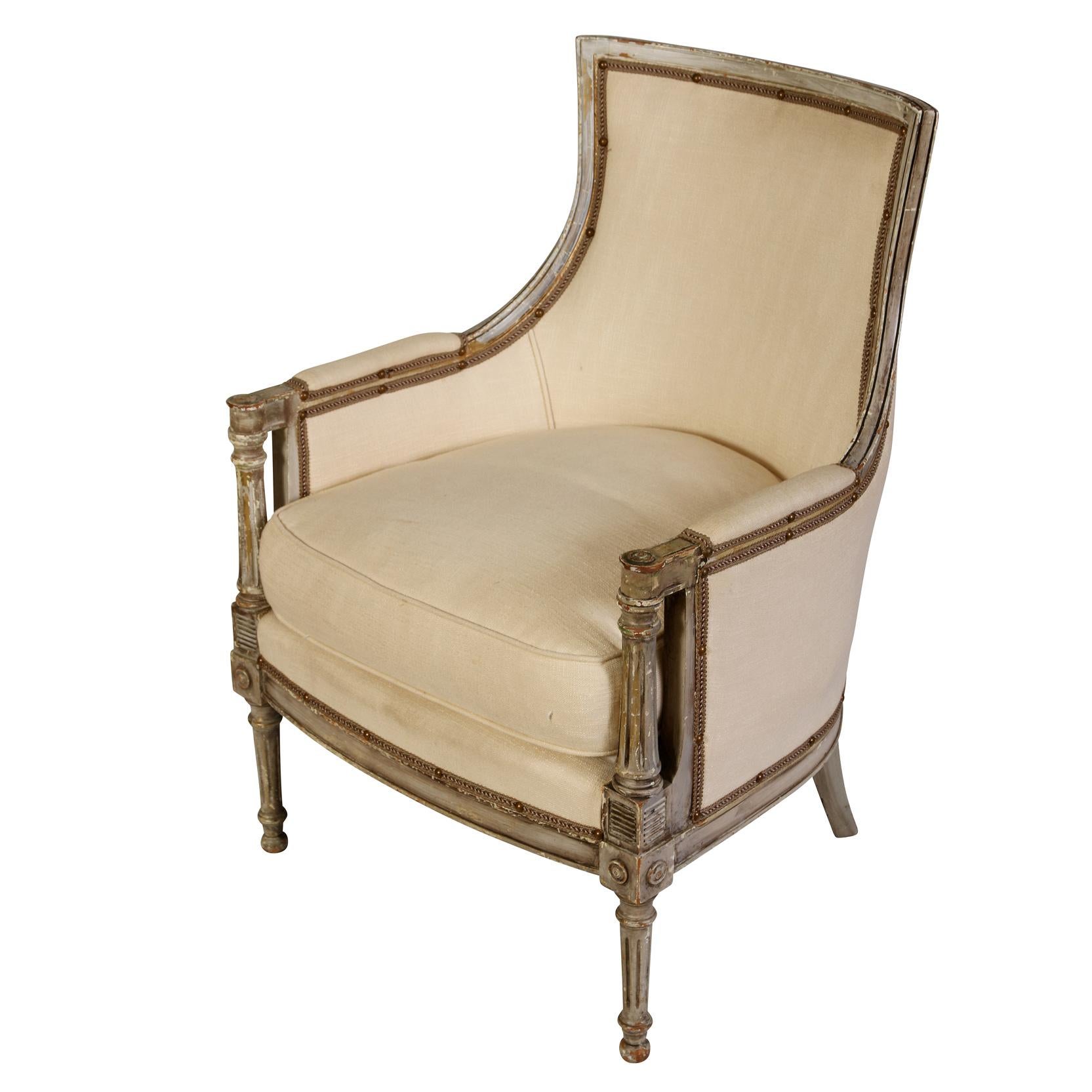 A Pair of Louis XVI Style Bergère Chairs In Good Condition In New York, NY