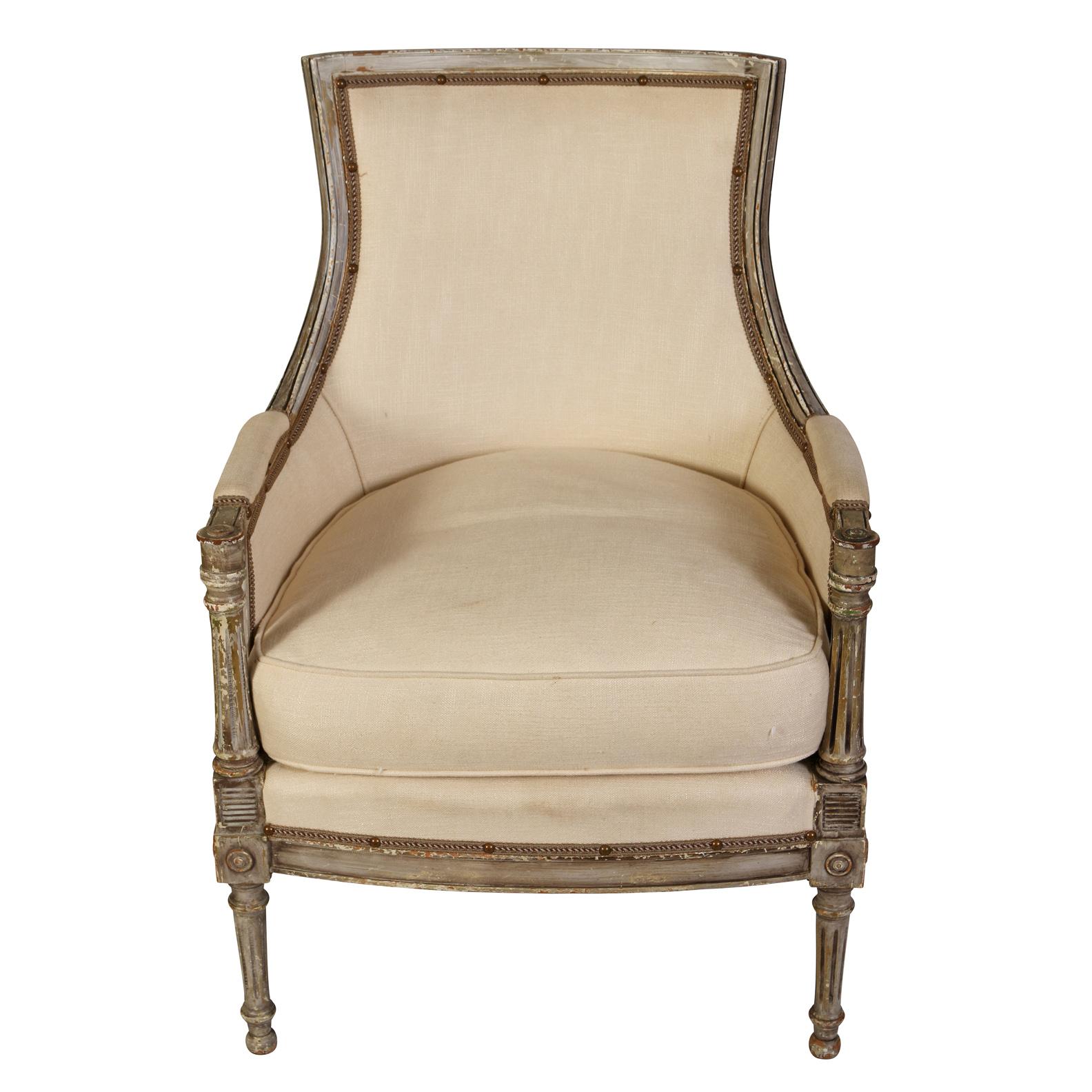 A Pair of Louis XVI Style Bergère Chairs 1