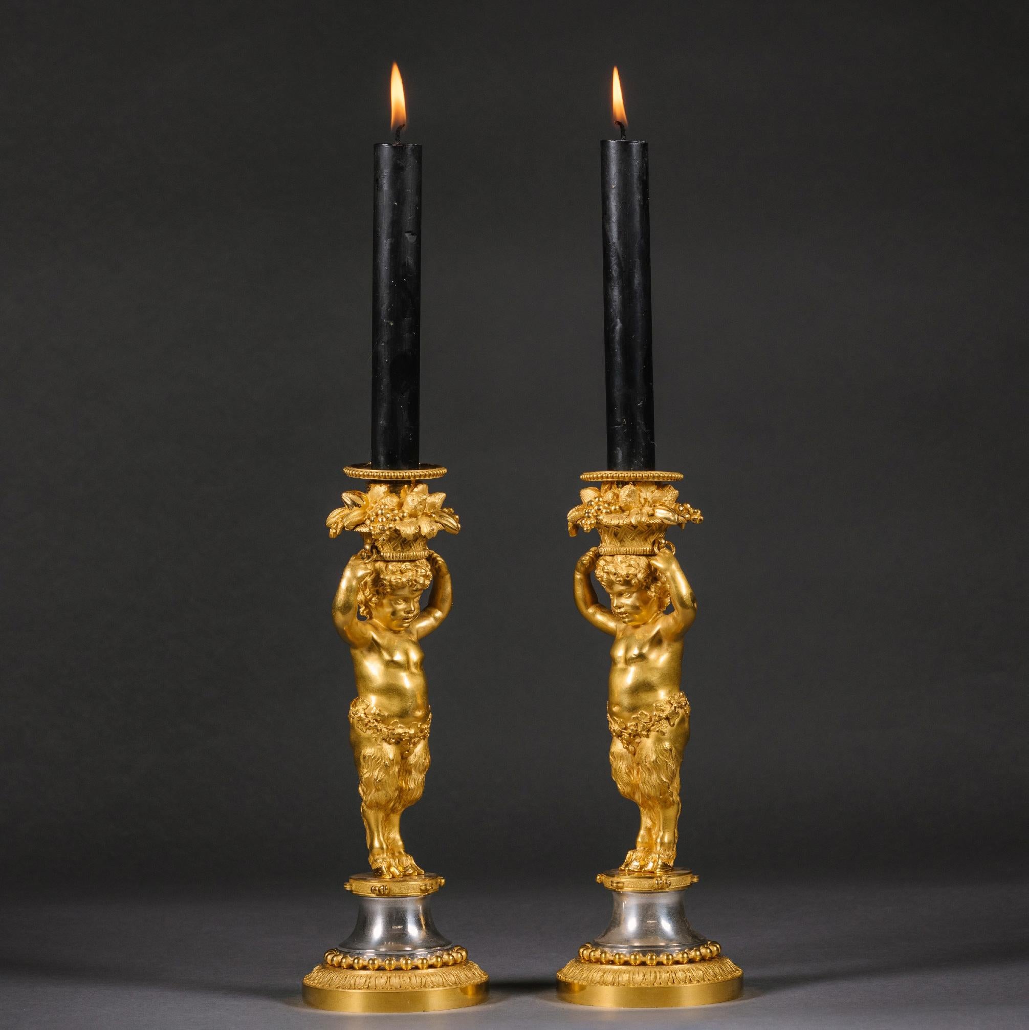 French Pair of Louis XVI Style Candlesticks by Beurdeley For Sale