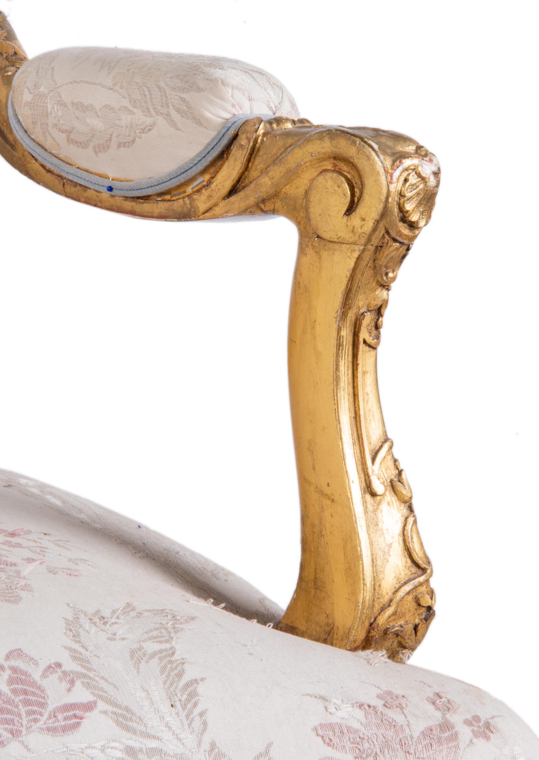 Vergoldete Sessel im Louis-XVI.-Stil von Mellier, Paar im Angebot 2