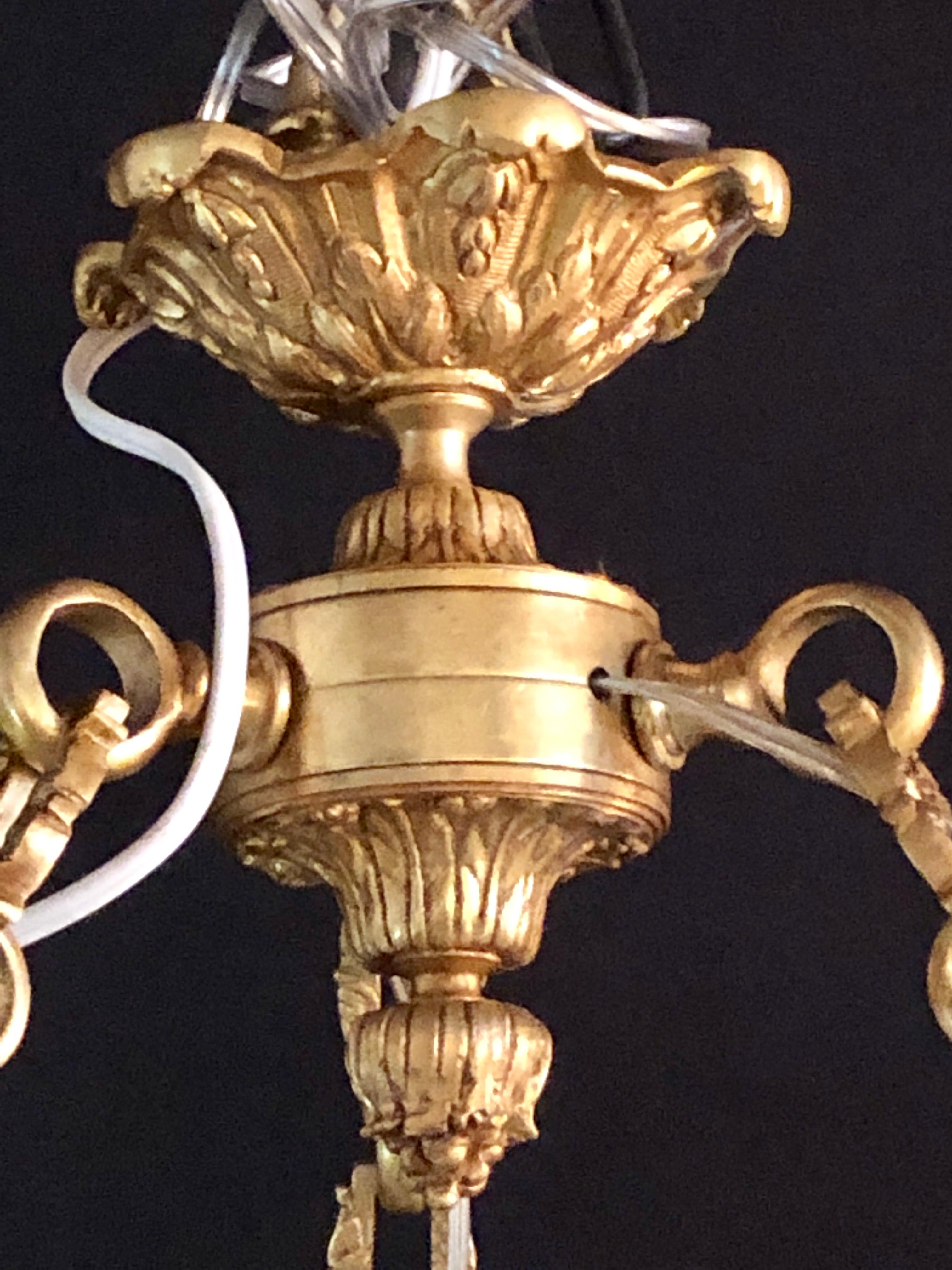 Pair of Louis XVI Style Gilt Bronze Louis XVI Style Beaded Chandeliers 11
