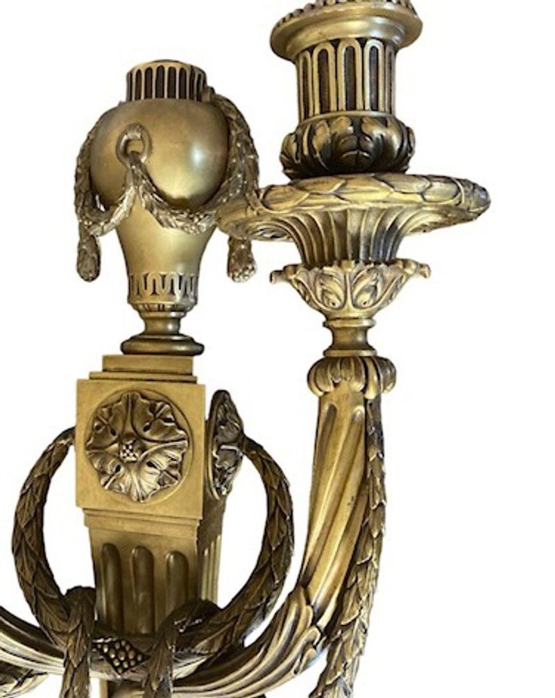 Pair of Caldwell Louis XVI Style Gilt Bronze Wall
Lights For Sale 1