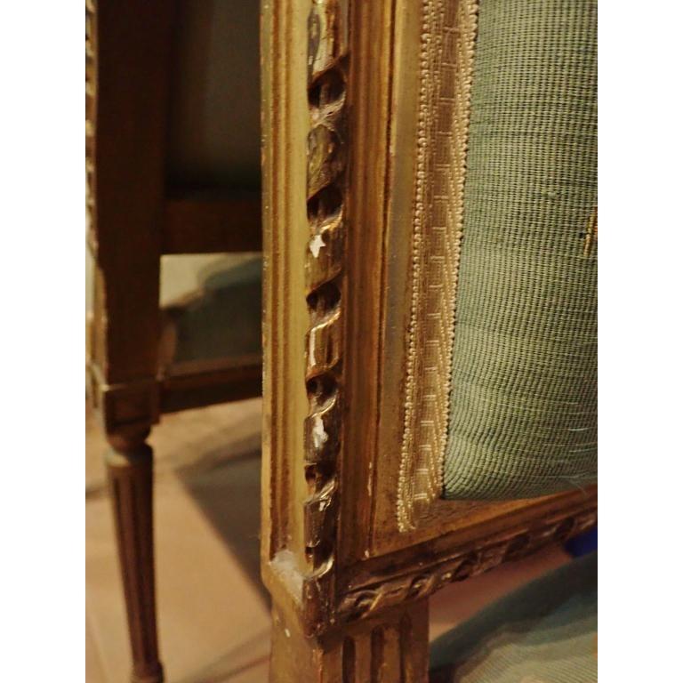A Pair of Louis XVI Style Gilt Petit Point Embroidered Chairs 5