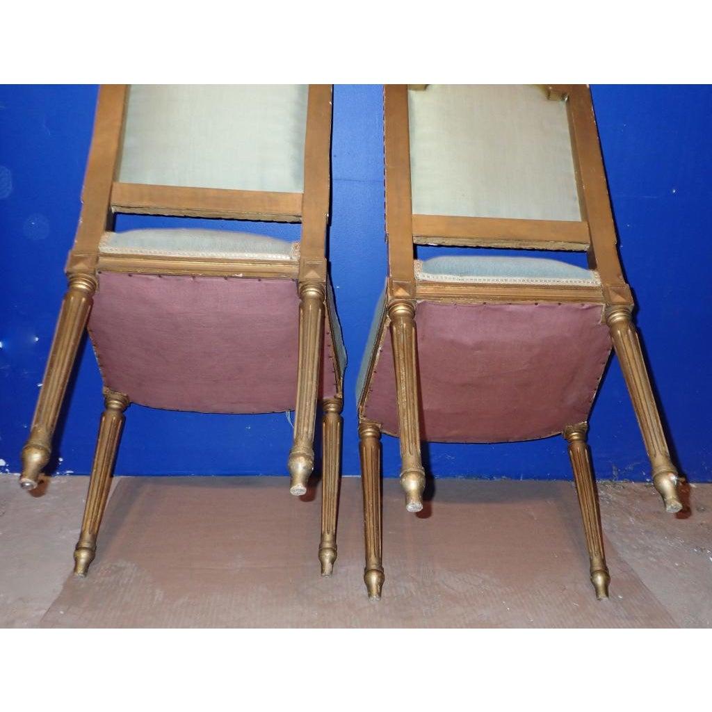 A Pair of Louis XVI Style Gilt Petit Point Embroidered Chairs 2