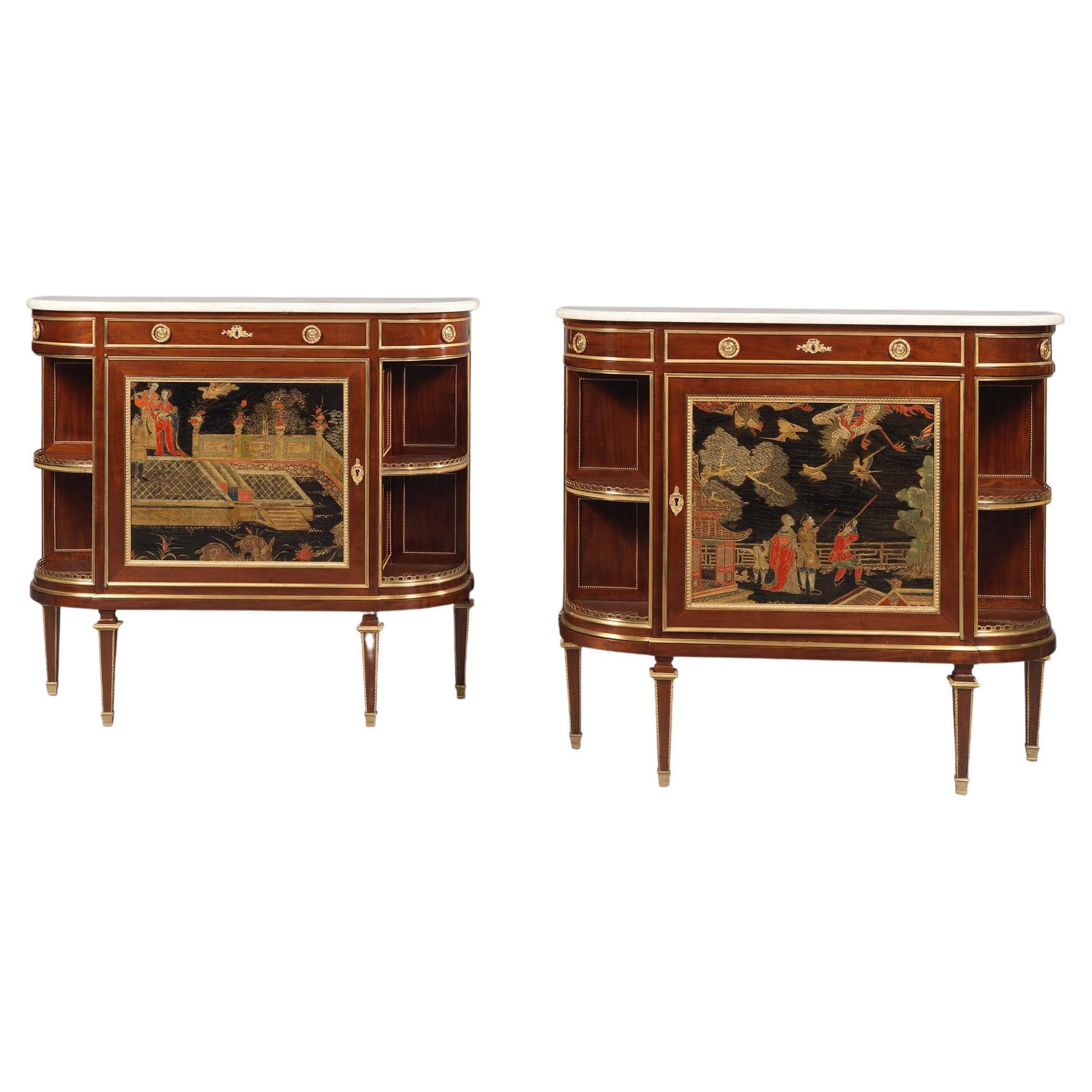 A Pair of Louis XVI Style Lacquer Commodes 
