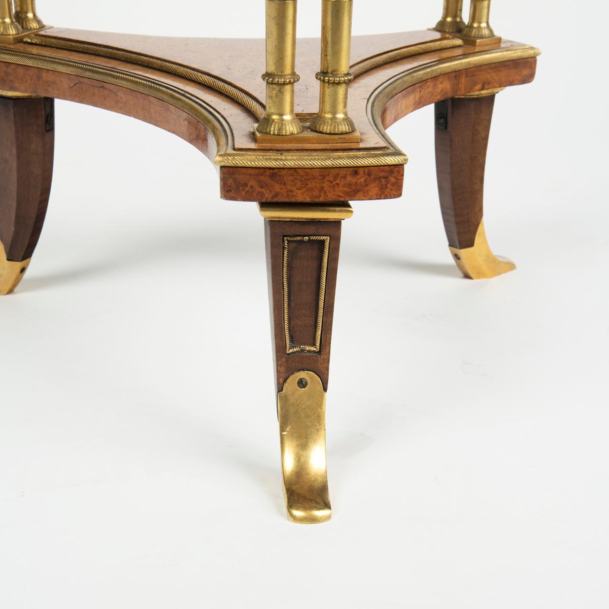 A pair of Louis XVI style mahogany and ormolu gueridons, after Adam Weisweiler For Sale 3