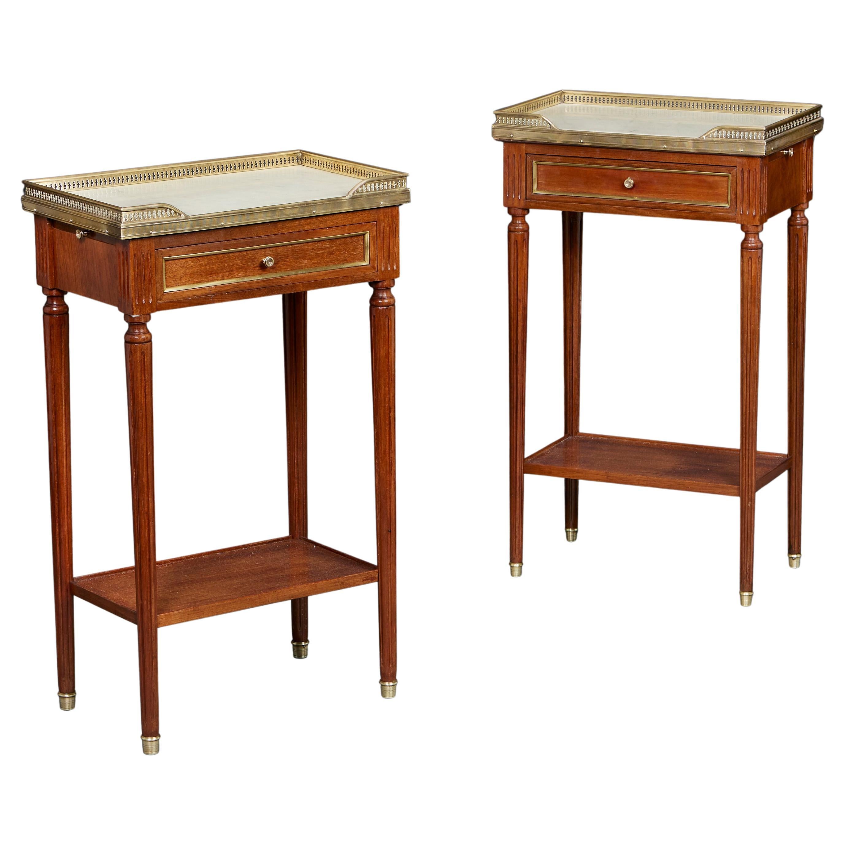A Pair of Louis XVI Style Mahogany Bedside Tables  For Sale