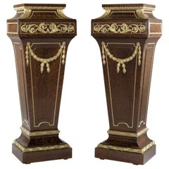 Pair of Louis XVI Style Mahogany Pedestals, Attributed to Sormani, circa 1870
