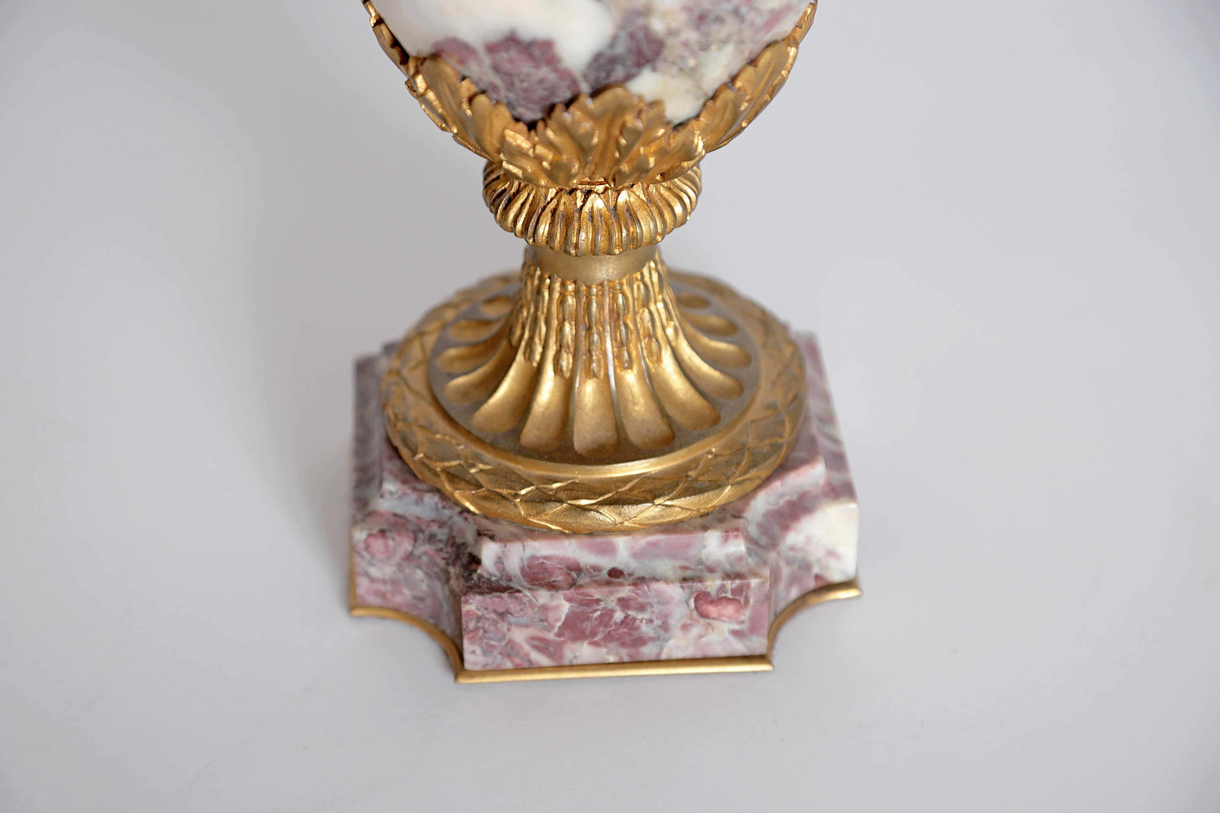 Pair of Louis XVI Style Marble Cassolettes with Gilt Bronze Mounts 8