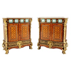 A Pair of Louis XVI Style Ormolu and Sevres Mounted Meuble d’appui