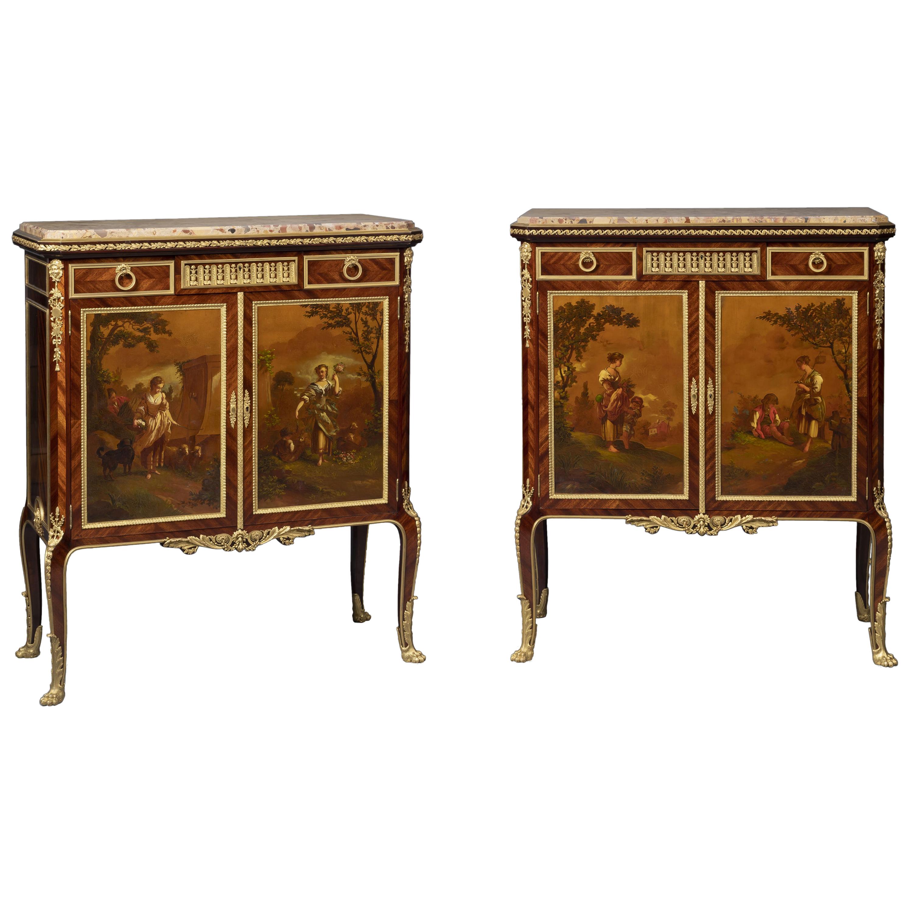 Pair of Louis XVI Style Side Cabinets Attributed to François Linke, circa 1900