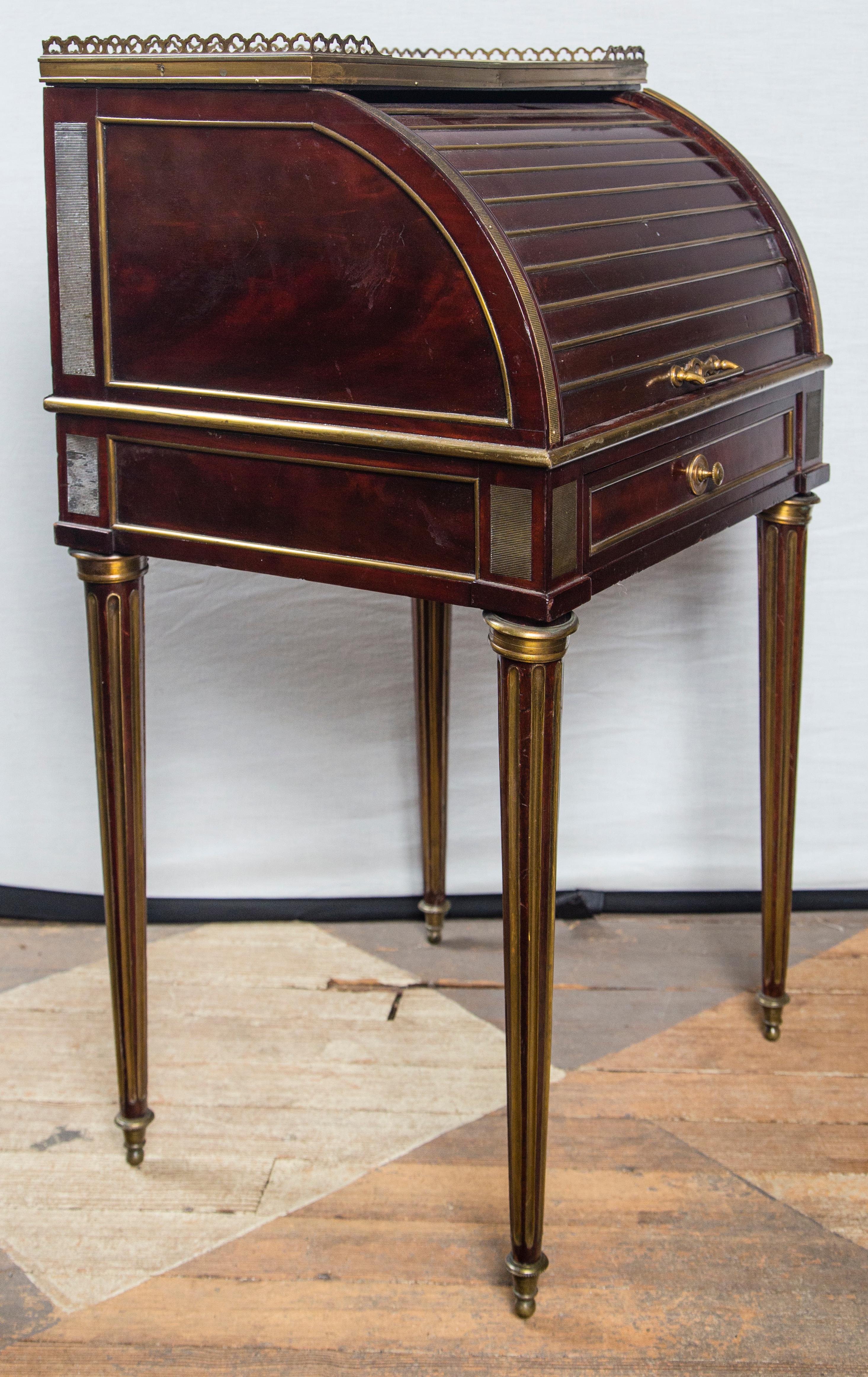 Mahogany Pair of Louis XVI Style Small Cylinder Desk For Sale