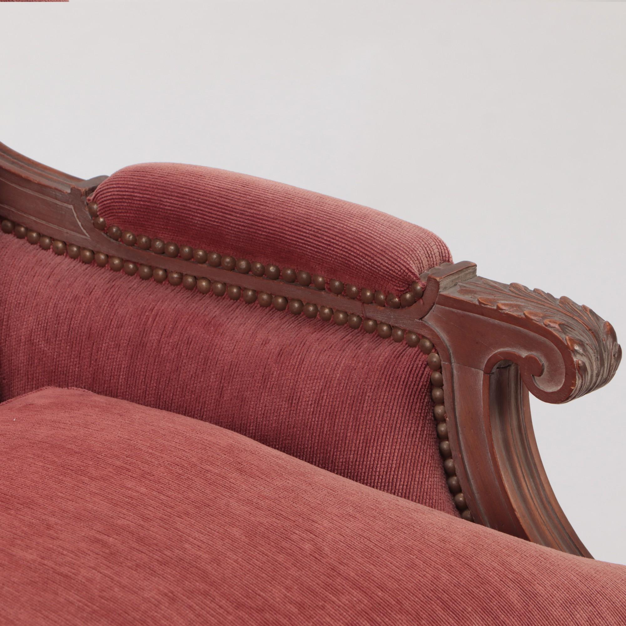 Mid-20th Century Pair of Louis XVI Style Upholstered Marquises in Cerused Mahogany, circa 1940