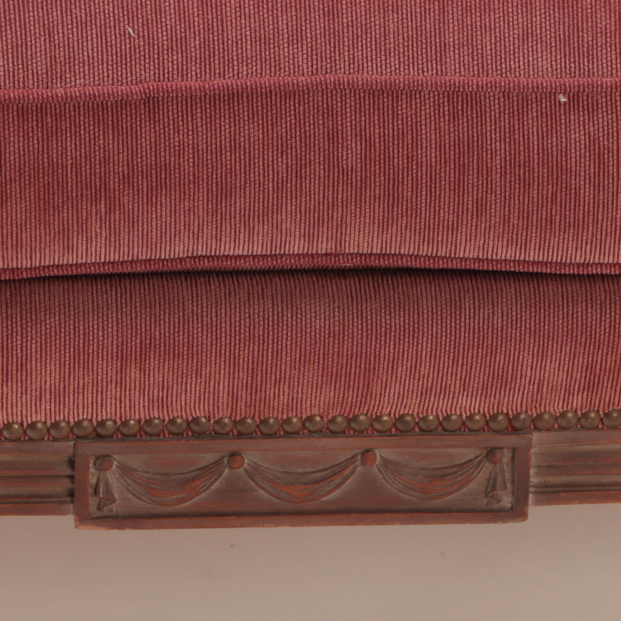 Pair of Louis XVI Style Upholstered Marquises in Cerused Mahogany, circa 1940 1