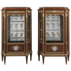 Pair of Louis XVI Style Vitrines with Wedgwood Plaques by Zwiener, circa 1880