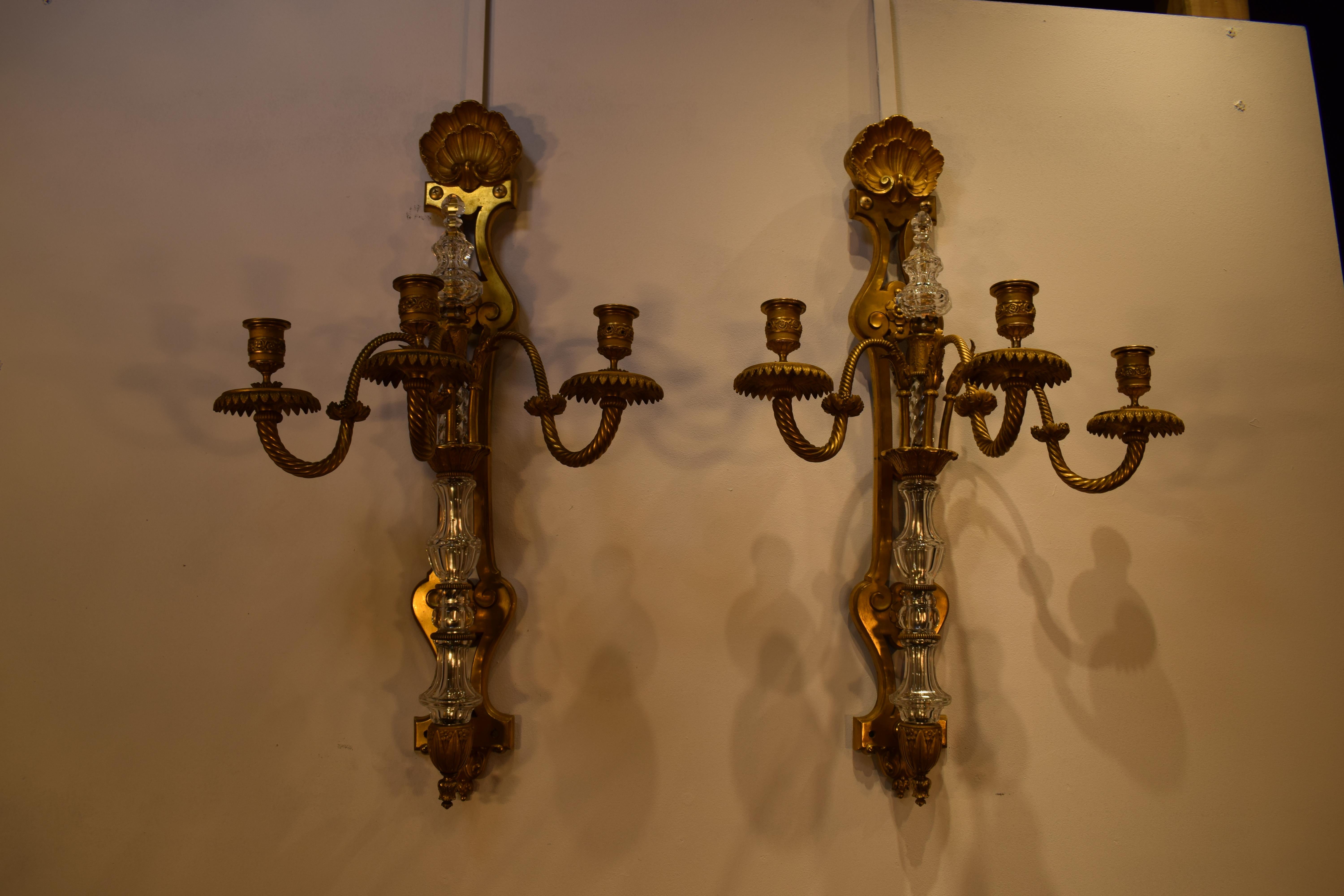 Gilt A Pair of Louis XVI style Wall Sconces For Sale