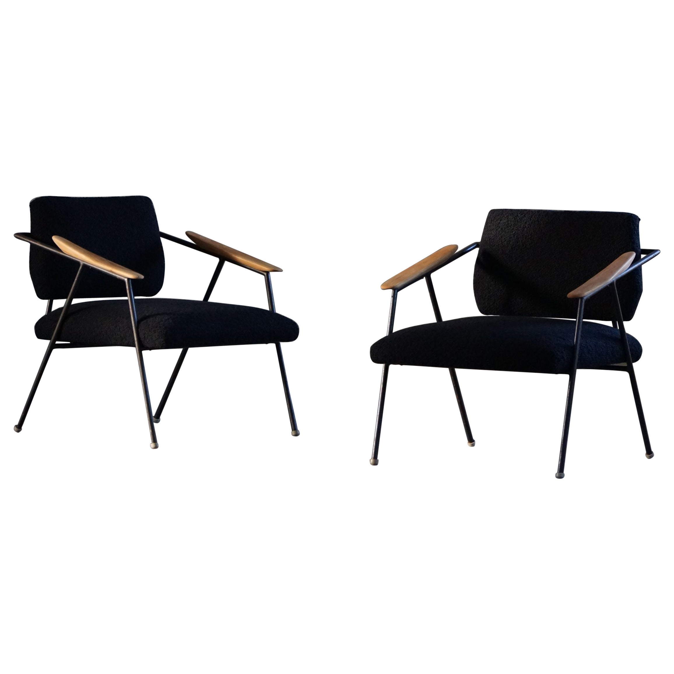 Pareja de Sillas de Salón, Estilo Bauhaus, Retapizadas en Bouclé, Alemania, Años 60