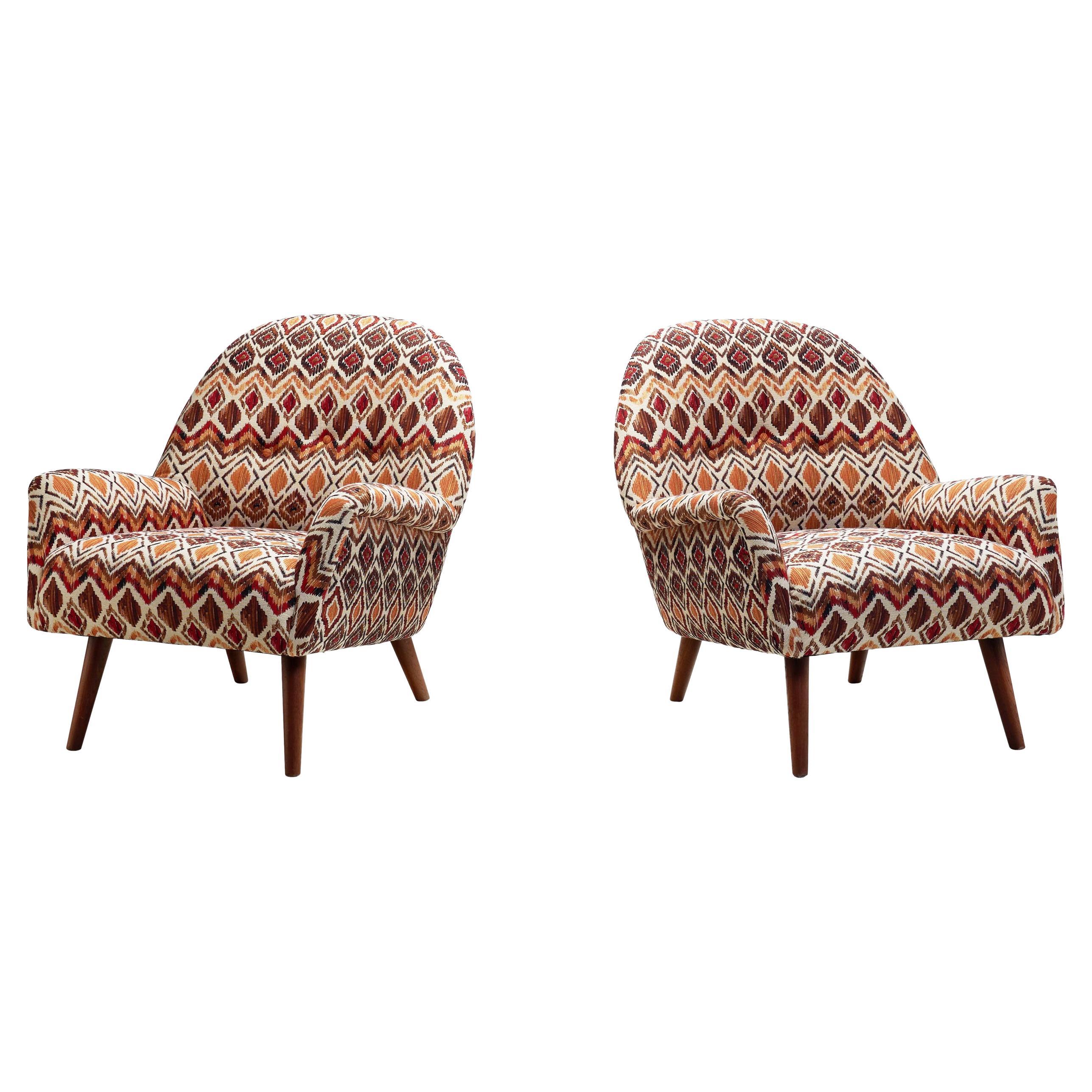A Pair of Lounge Chairs in Kelim Upholstery, Europe ca 1960s
