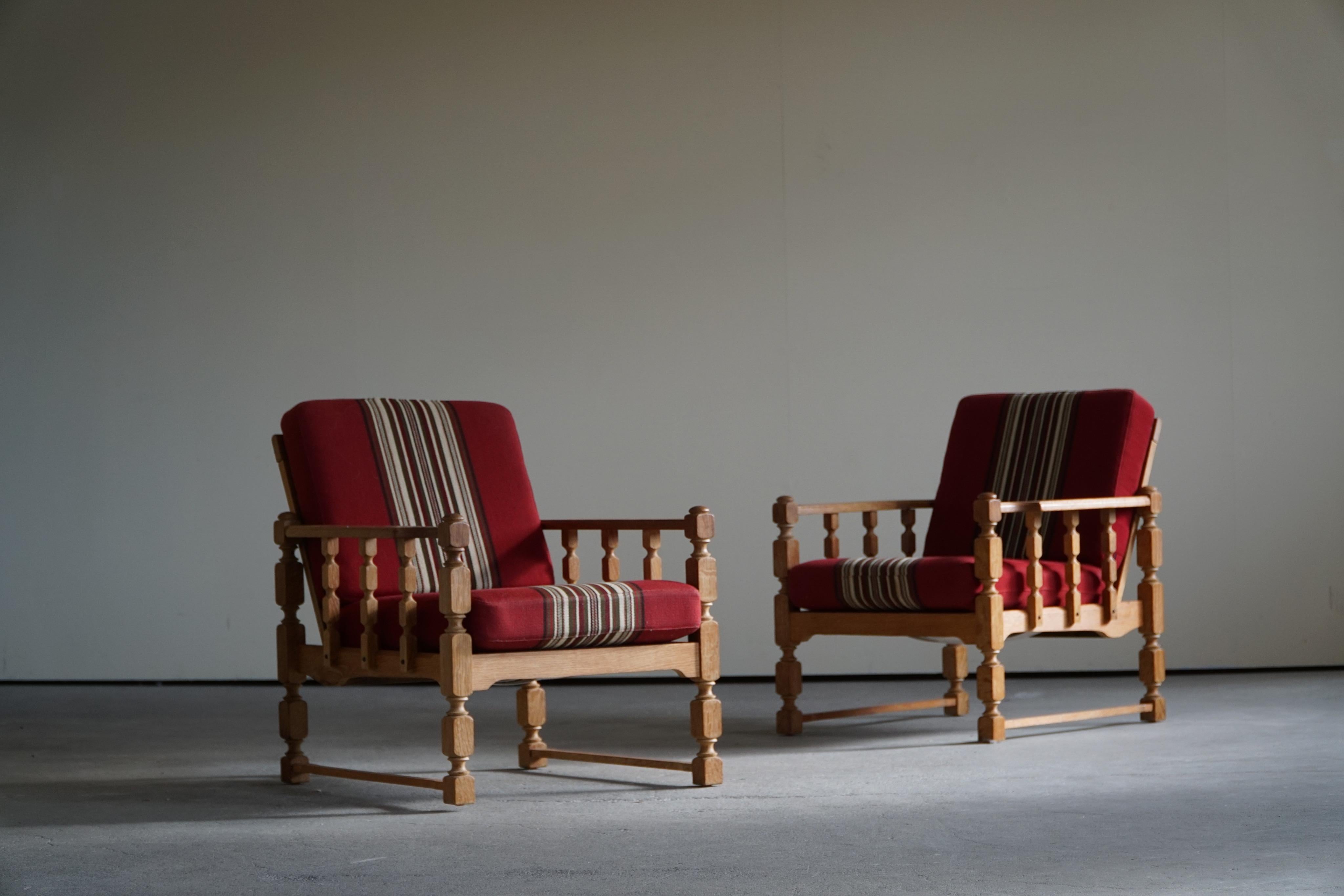 Pair of Lounge Chairs in Oak, Henning Kjærnulf, Mid-Century Modern, 1960s 4