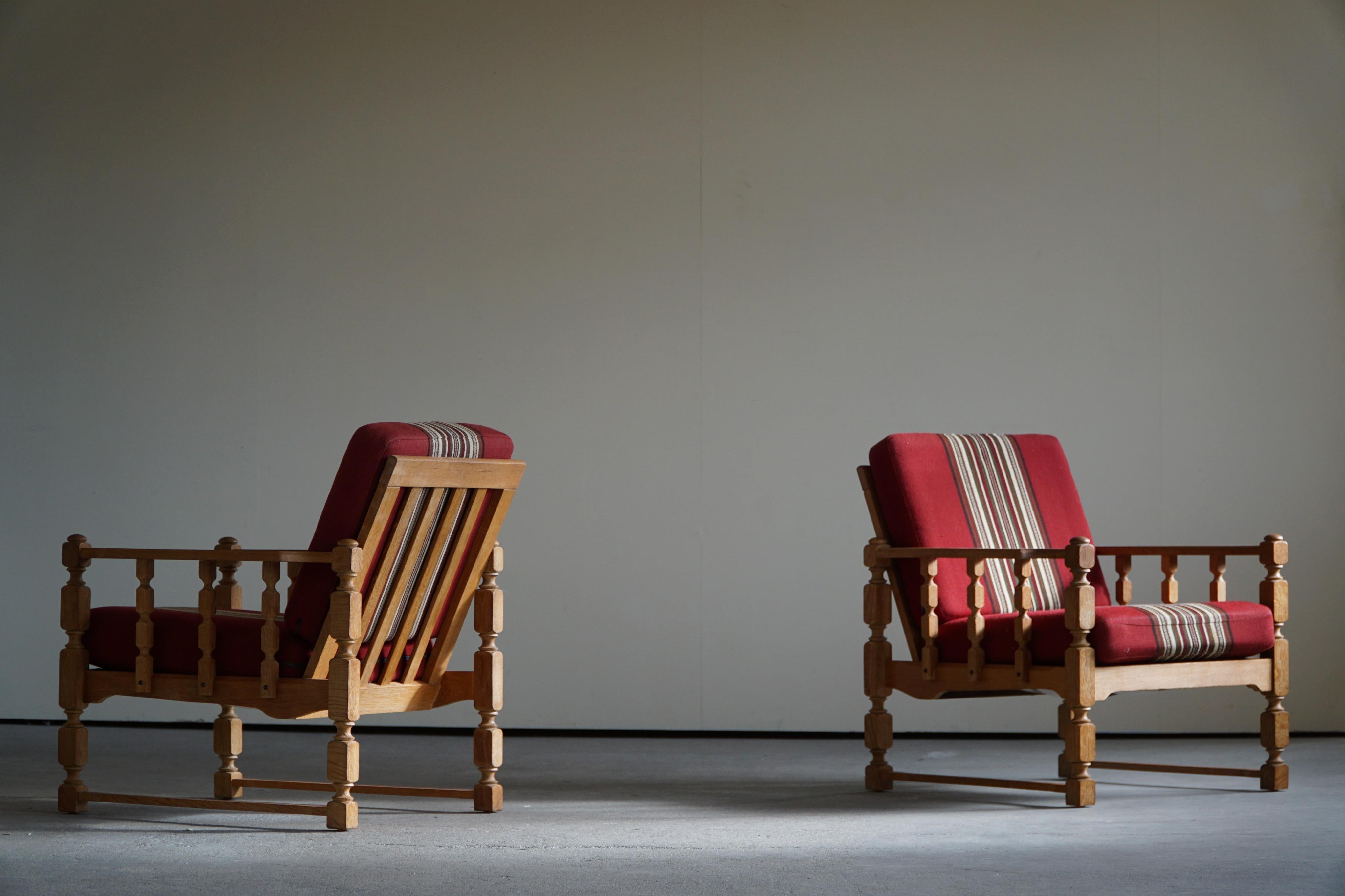 Pair of Lounge Chairs in Oak, Henning Kjærnulf, Mid-Century Modern, 1960s 6