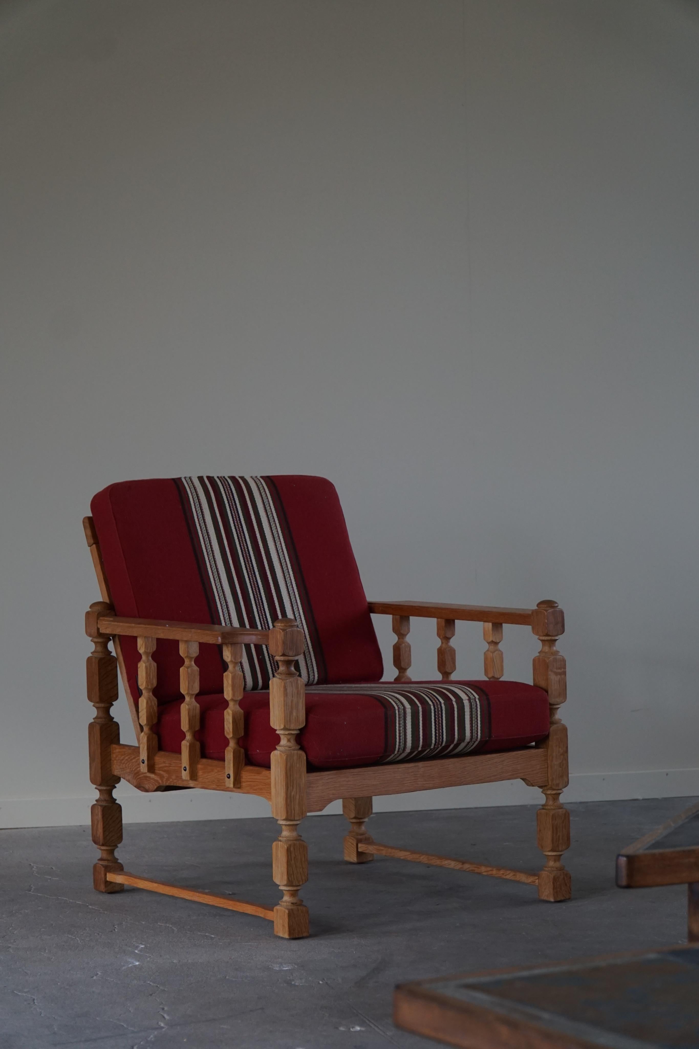 Fabric Pair of Lounge Chairs in Oak, Henning Kjærnulf, Mid-Century Modern, 1960s
