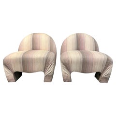 A Pair of Lounge Chairs in the Vladimir Kagan for Weiman Style. Circa 1980s