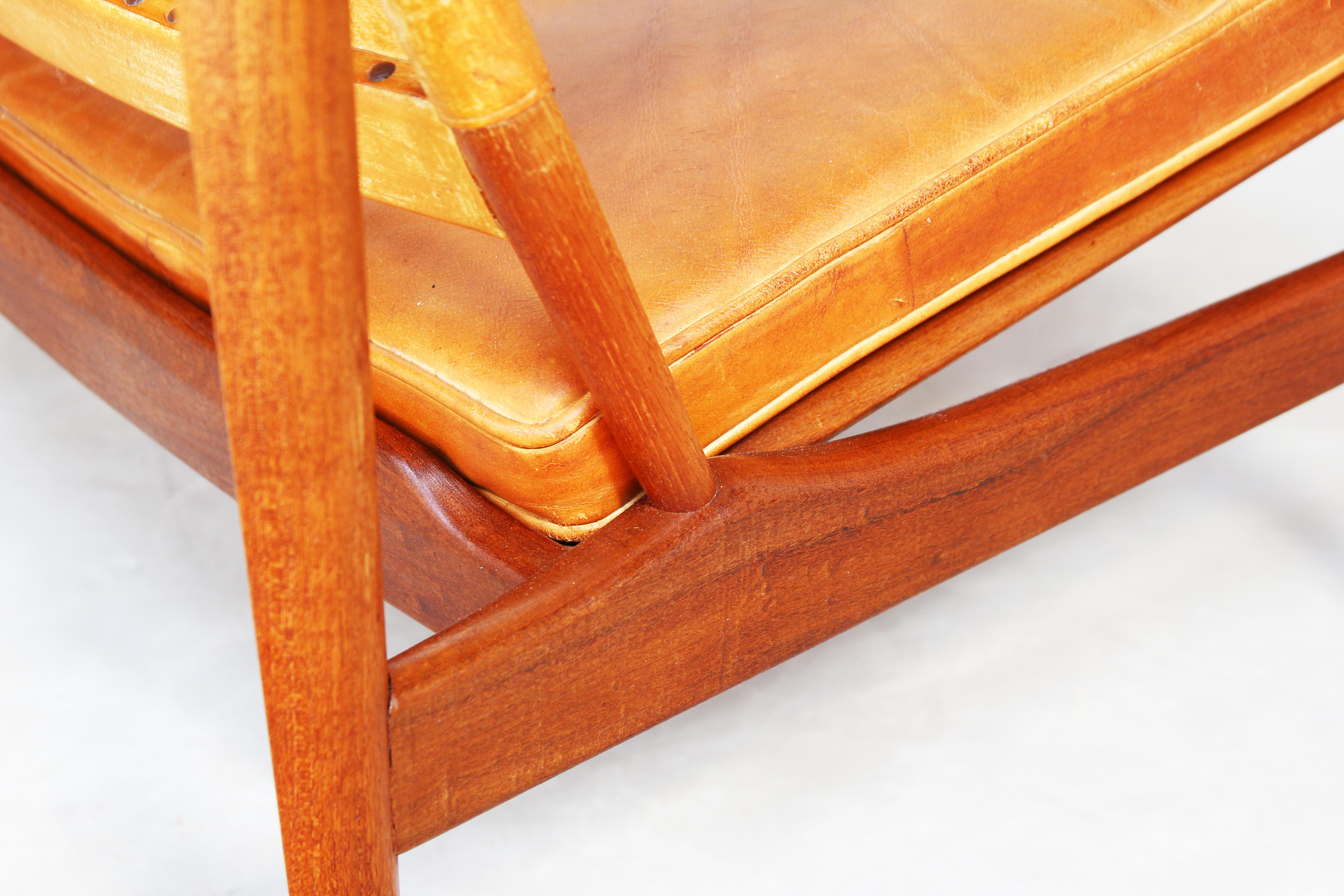 Pair of Danish Lounge Easy Chairs by Torbjørn Afdal for S. Bjørneng Teak Leather For Sale 3