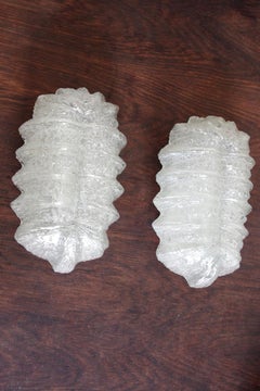 Pair of Lovely Textured Ice Glass Bubble Wall Lights Sconces, 1960s